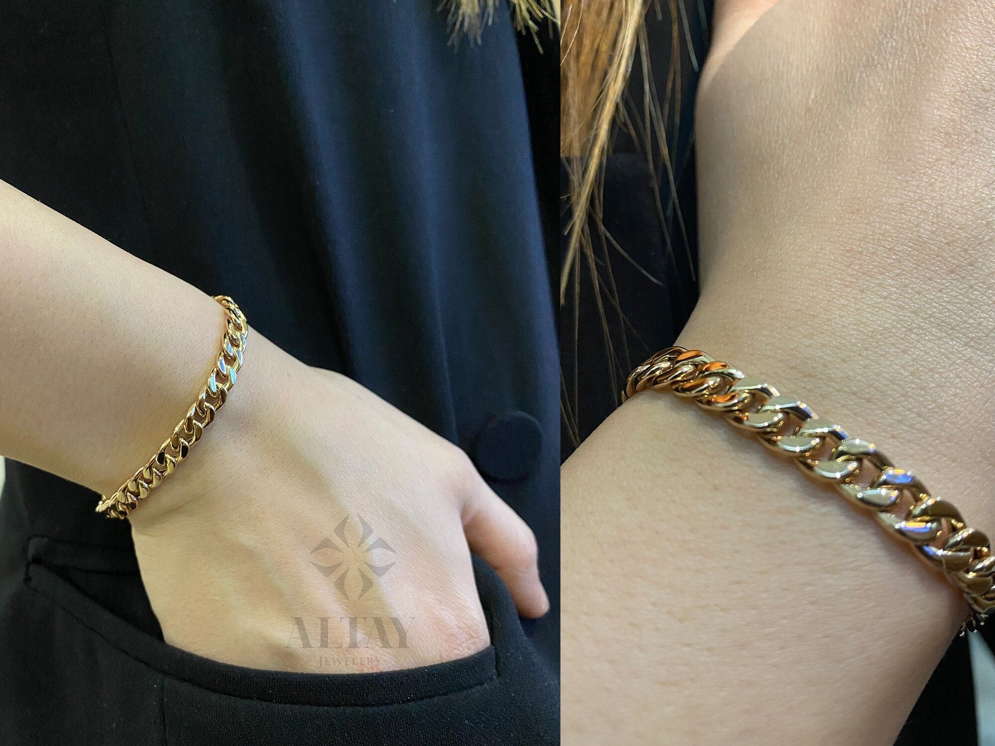 14K Gold 6MM Cuban Link Bracelet, Layering Chain, Curb Chunky Retro Chain, Bold Link, Gift For Her, Stacking Bracelet, Unisex Bracelet,