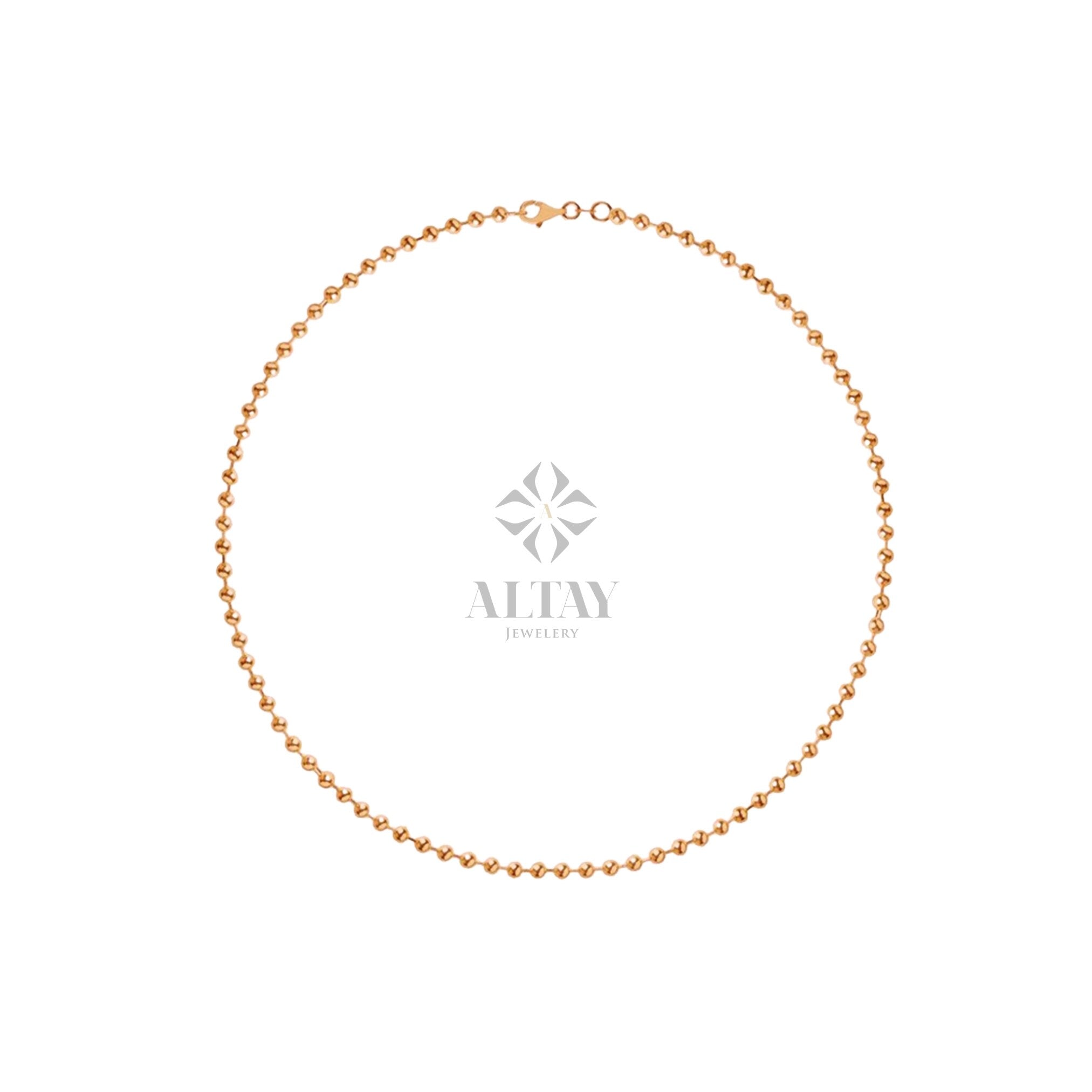 14K Gold Beaded Chain Anklet, Italian Ball Bead Anklet, 1.5MM Layering Link Anklet Bracelet, Delicate Dainty Gold Beads, Gift For Her Him