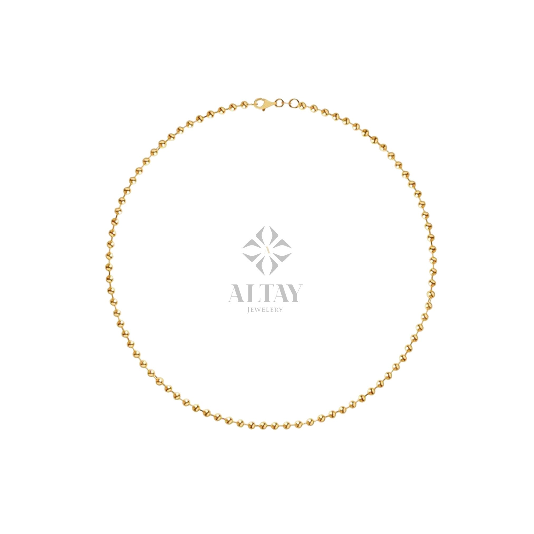 14K Gold Beaded Chain Anklet, Italian Ball Bead Anklet, 1.5MM Layering Link Anklet Bracelet, Delicate Dainty Gold Beads, Gift For Her Him