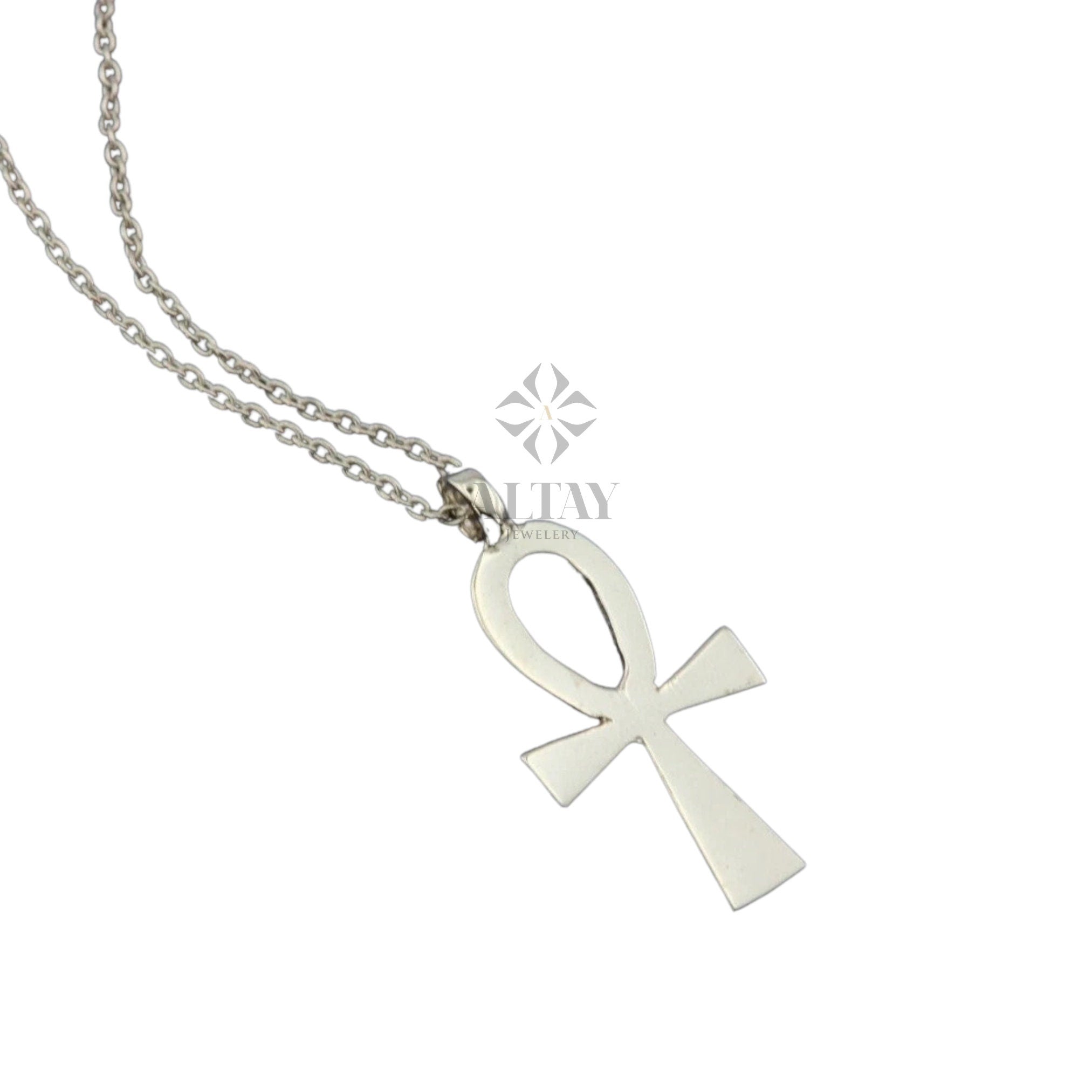 14K Gold Ankh Necklace, Symbol Of Eternity Life, Cross Religious Sign, Real Minimal Ankh Pendant, Gift For Her Him, Dainty Everyday Jewelry