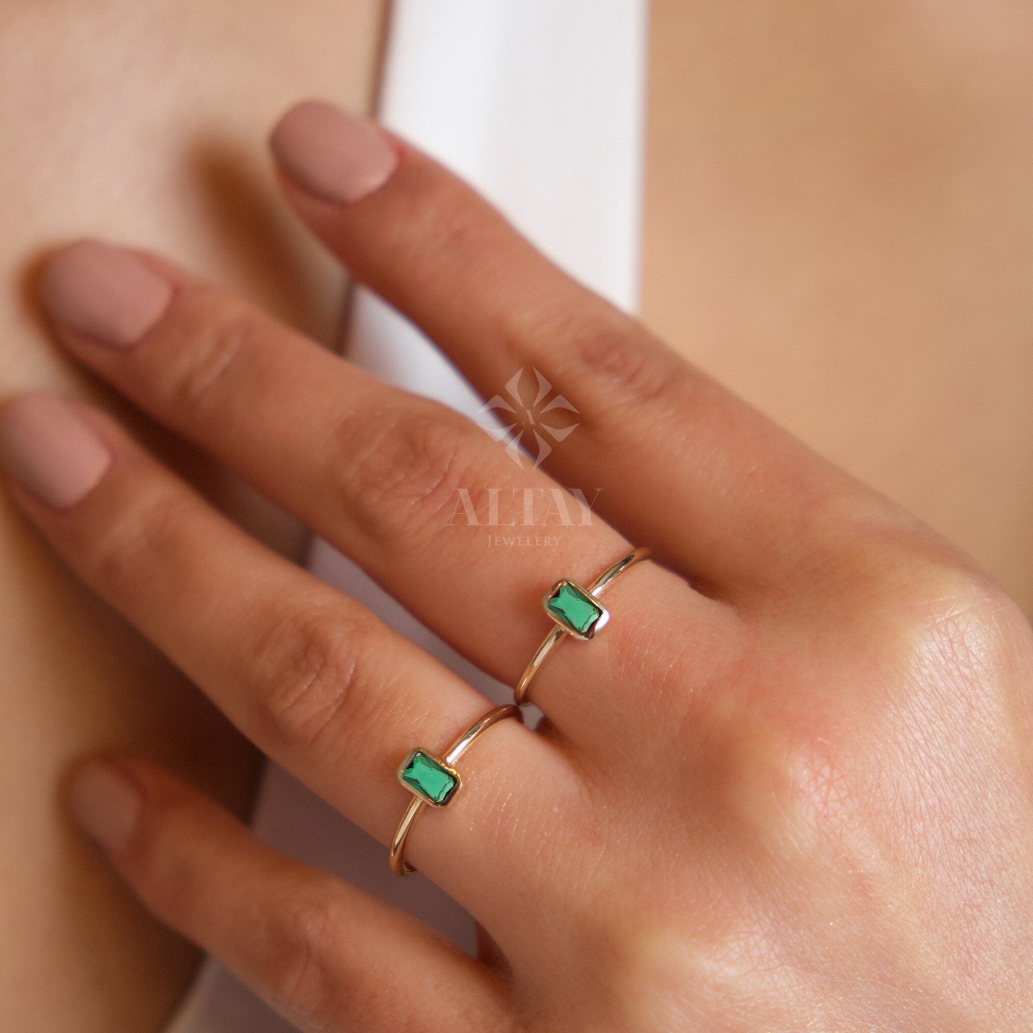 14K Gold Birthstone Rings, Personalized Family Birthstone Ring, Custom Made Birthstone Ring For Mothers, Unique Birthday Gemstone Ring