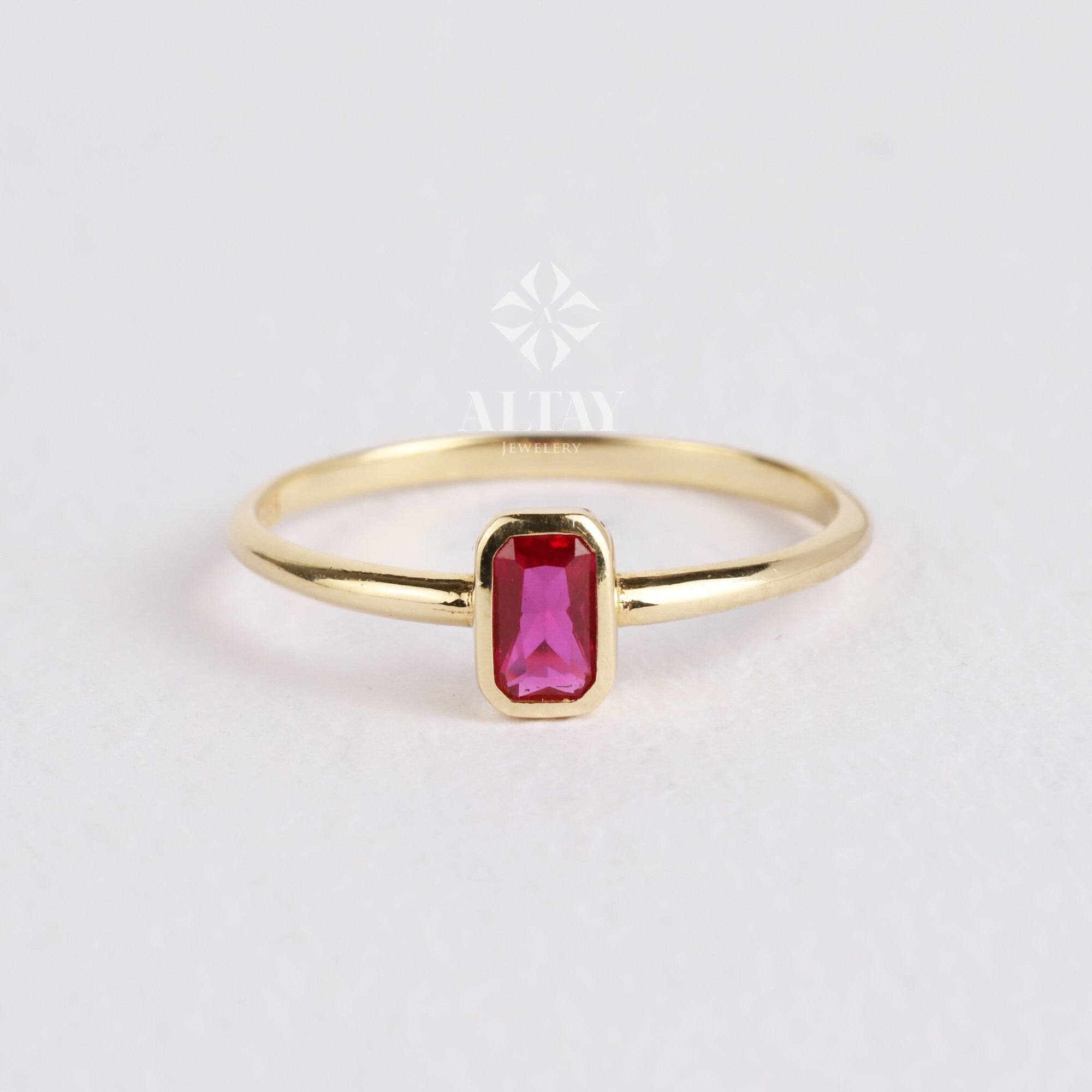 14K Gold Birthstone Rings, Personalized Family Birthstone Ring, Custom Made Birthstone Ring For Mothers, Unique Birthday Gemstone Ring