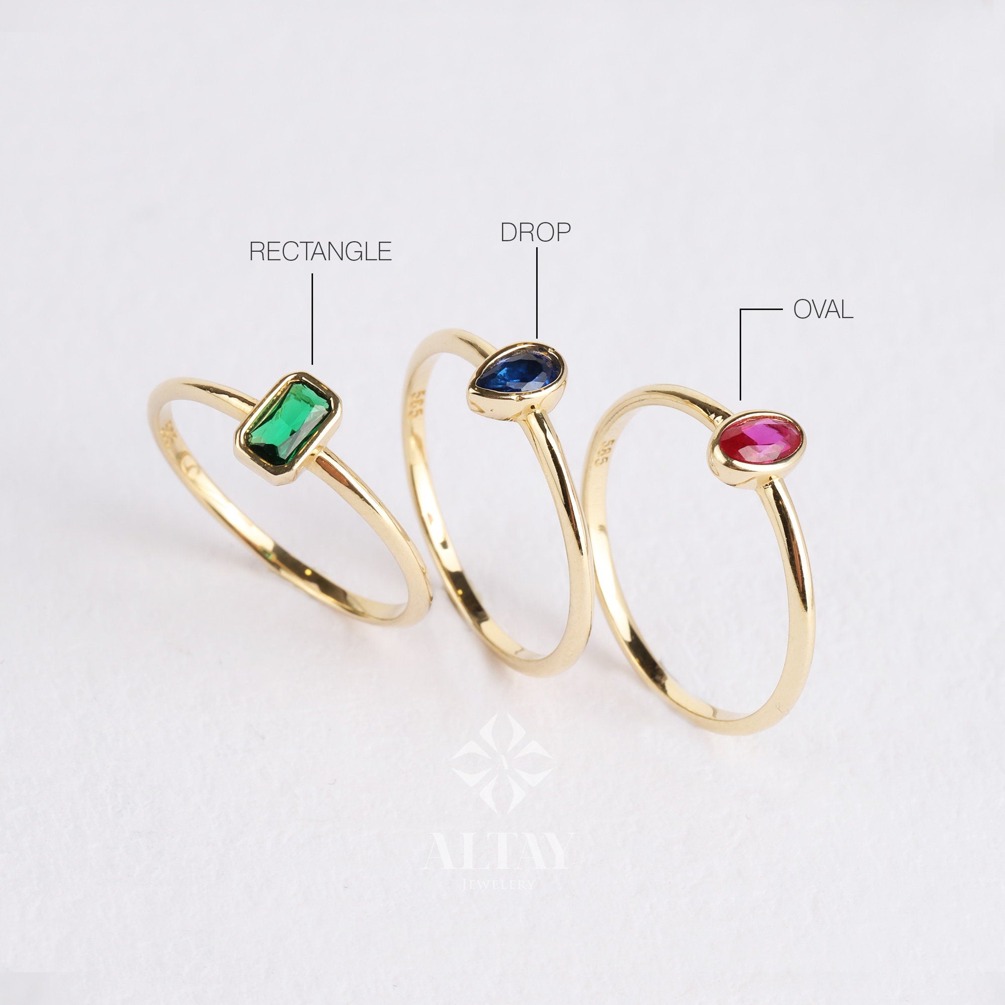 14K Gold Birthstone Rings, Personalized Family Birthstone Ring, Custom Made Birthstone Ring For Mothers, Unique Birthday Gemstone Ring