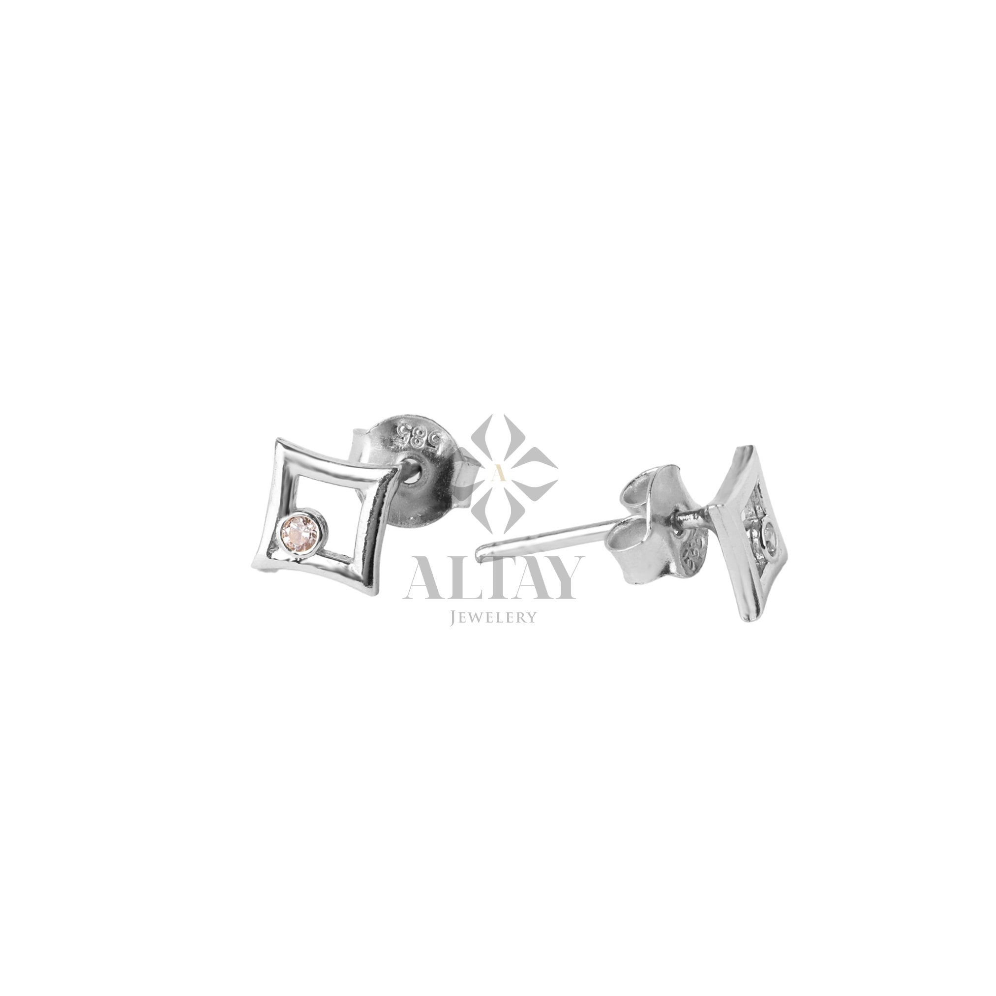 14K Gold Kite Stud Earrings, Helix Stud Earrings, Cz Diamond Gold Cartilage Stud, Minimalist Kite Piercing, Handmade Kite Stud, Gift For Her