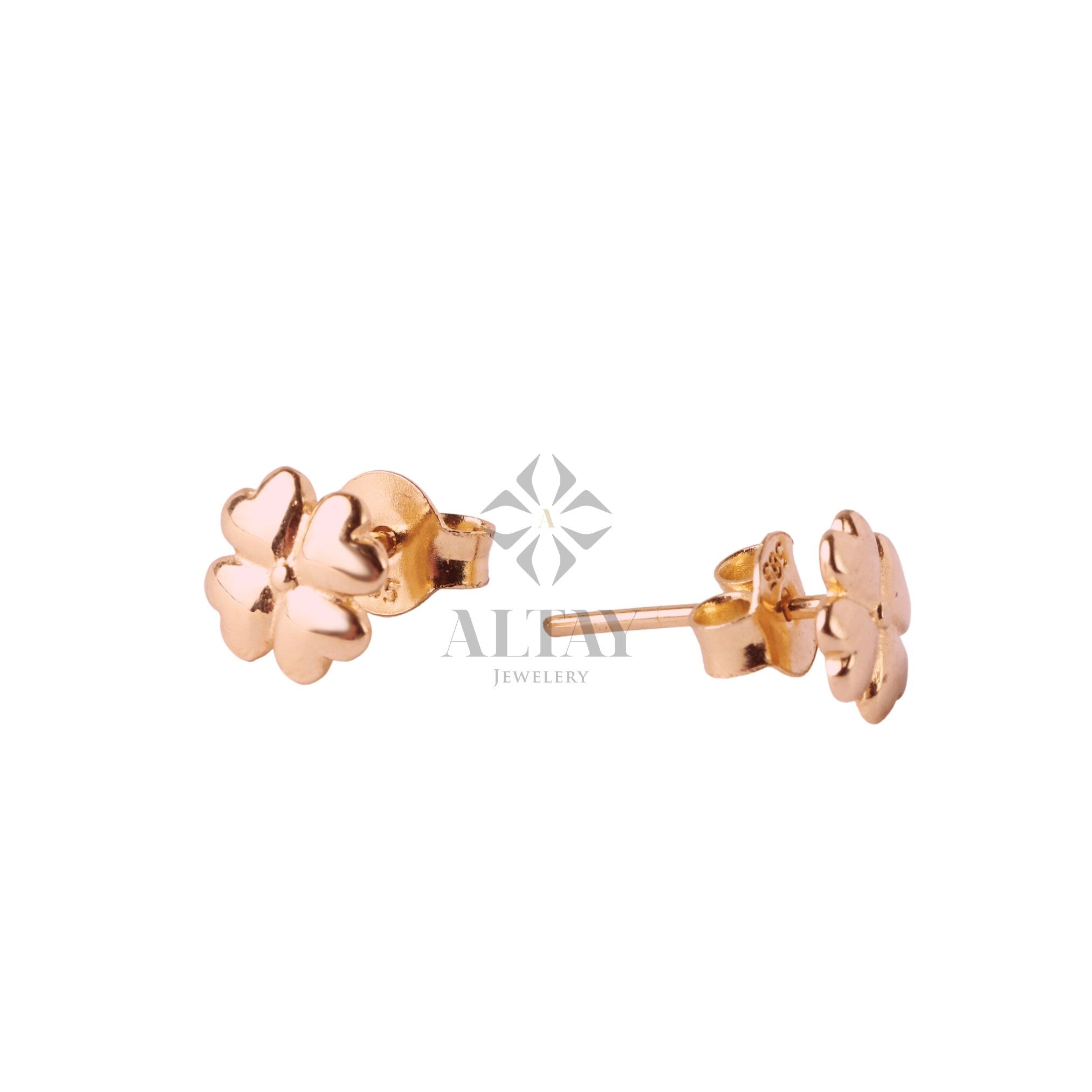 14K Gold Four Leaf Clover Stud Earrings, Clover Earrings, Minimalist Earrings, Leaf Stud Pair Earrings, Lucky Stud Earring