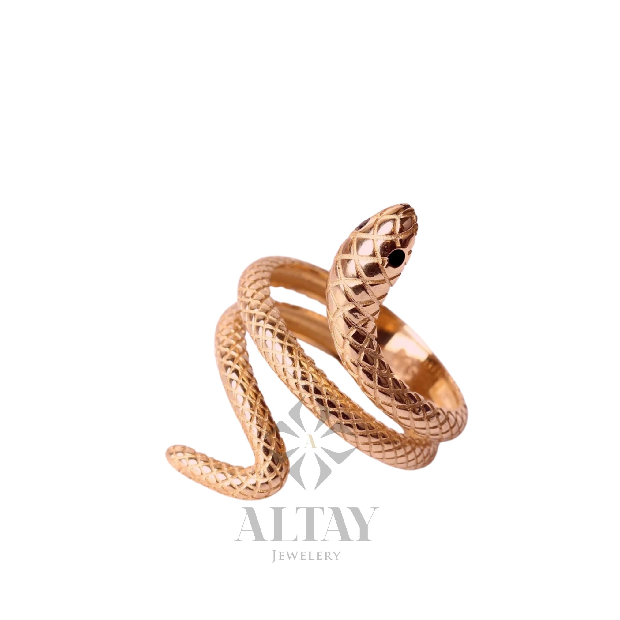 14K Gold Snake Ring, Wrap Snake Band, Dainty Serpent Ring, Wrap Around Snake Ring, Statement Rings, Eternity Animal Ring, Stacking Gold Ring