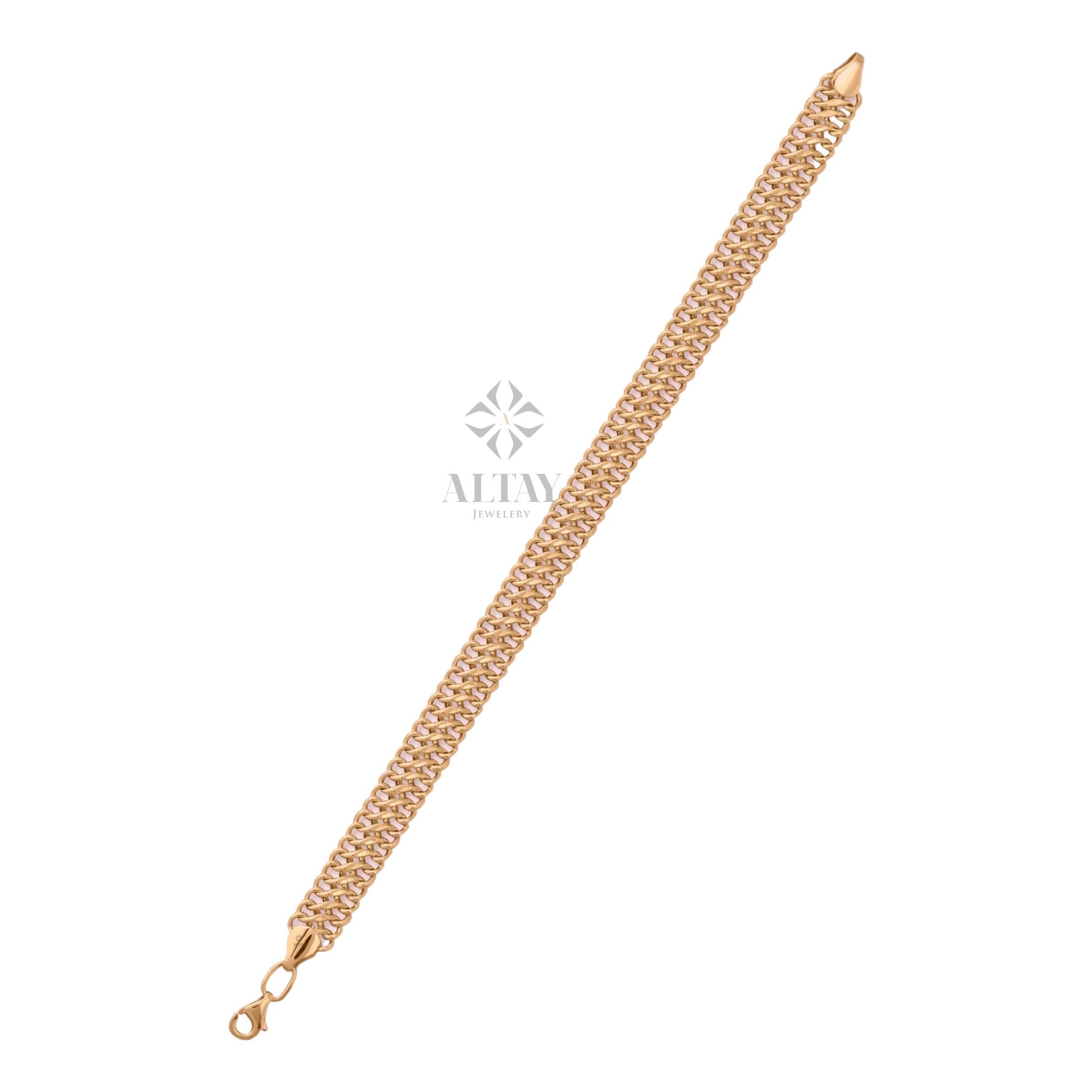 14K Gold Double Curb Chain Necklace, 8mm Vienna Chain Choker, Dailywear Jewelery, Armoured Chain, Minimal Fine Charm Jewelry, Gift For Her
