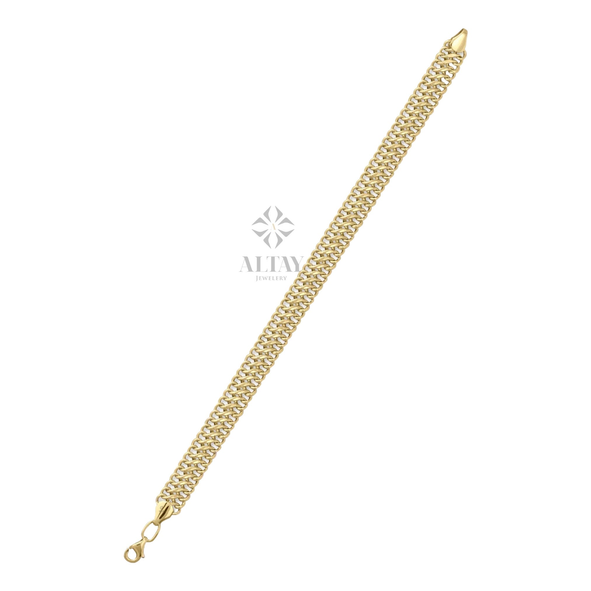 14K Gold Double Curb Chain Necklace, 8mm Vienna Chain Choker, Dailywear Jewelery, Armoured Chain, Minimal Fine Charm Jewelry, Gift For Her