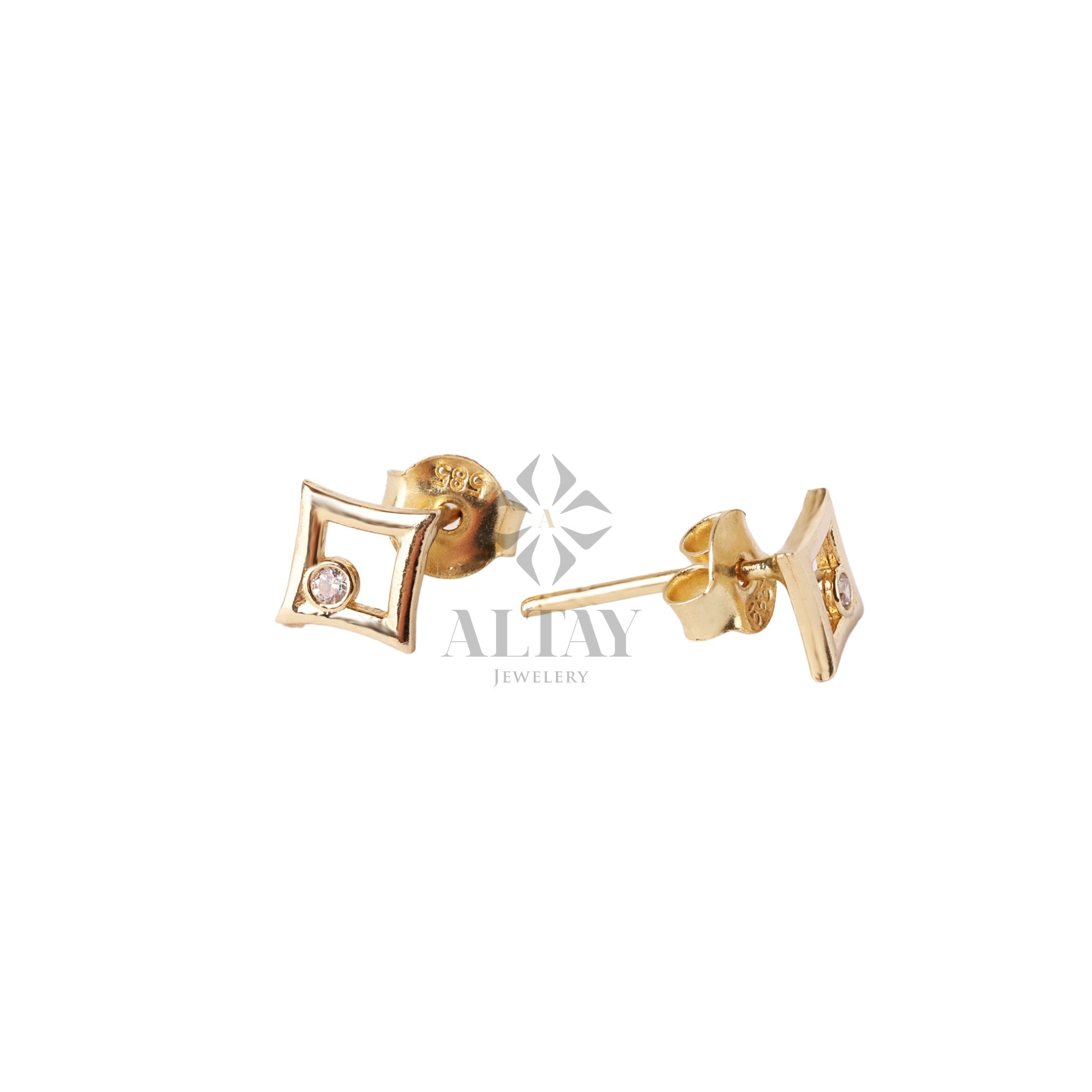 14K Gold Kite Stud Earrings, Helix Stud Earrings, Cz Diamond Gold Cartilage Stud, Minimalist Kite Piercing, Handmade Kite Stud, Gift For Her