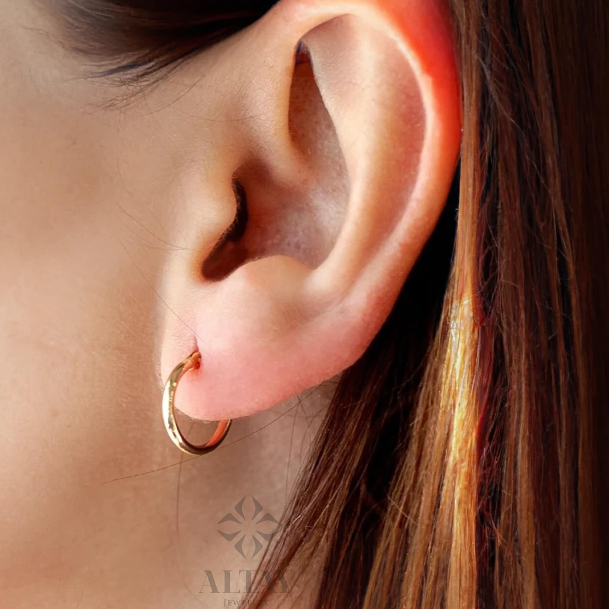 14K Solid Gold Earrings, 2mm Thick Classic Lightweight Hoops, Clasp Hoops, Stacking Hoops, Pair Of Hoops, Valentine's Day Gift For Her