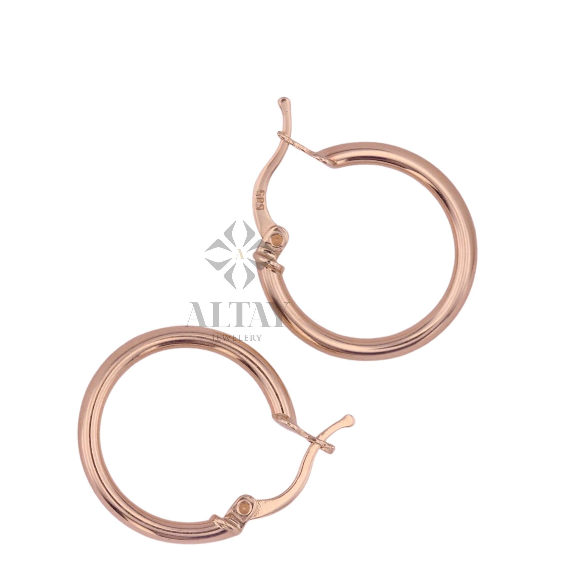 14K Solid Gold Earrings, 2mm Thick Classic Lightweight Hoops, Clasp Hoops, Stacking Hoops, Pair Of Hoops, Valentine's Day Gift For Her