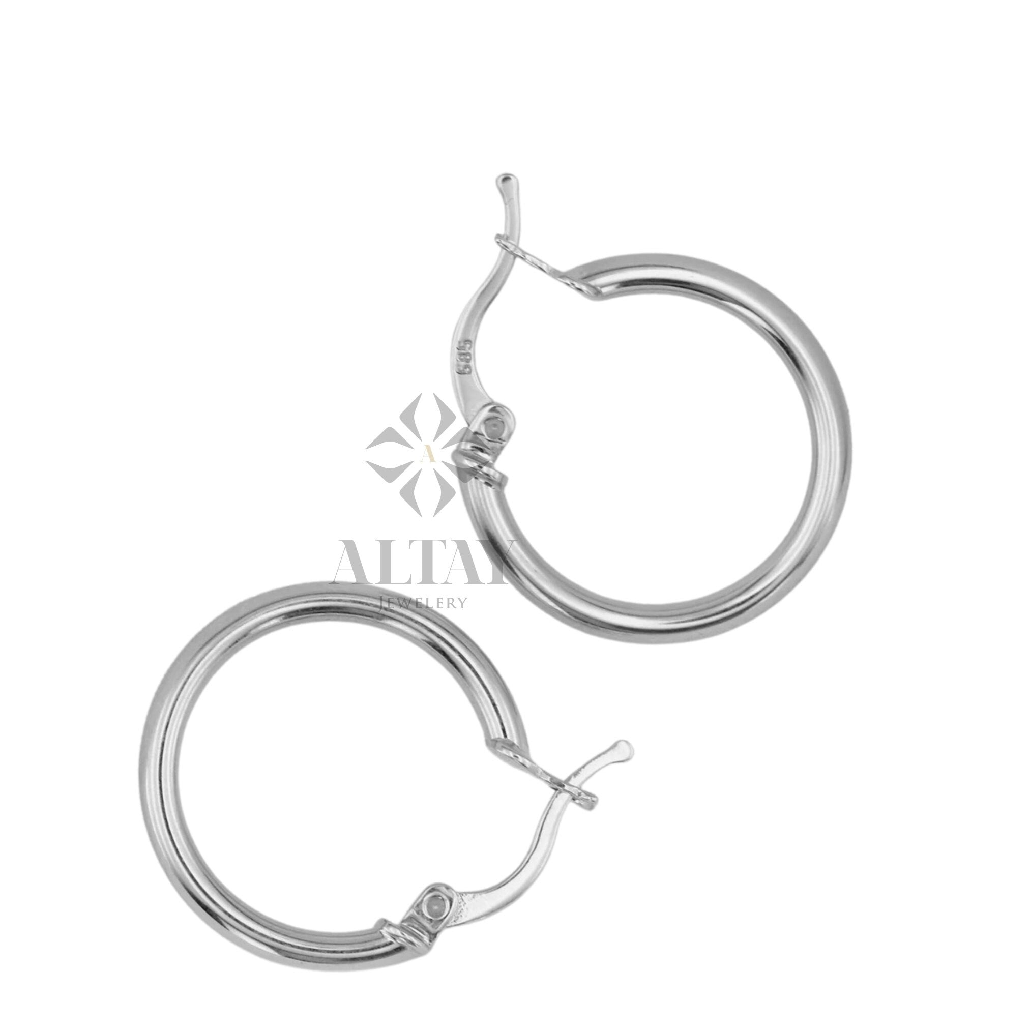 14K Gold Round Hoop Earrings, 12mm Tube Hoop Earrings, Classic Hoops Huggies, Everyday Earrings, Shiny Gold Hoops, Round Endless Hoops