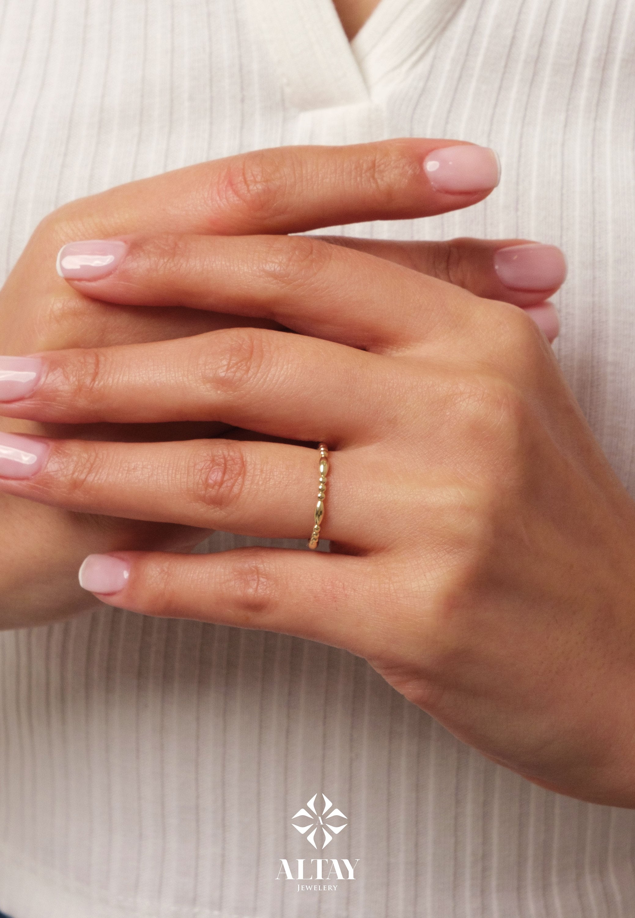 14K Gold Bead Ring, Beaded Knuckle Band, Oval Bead Band, Drop Gold Ring, Minimalist Gold Bead Ring, Dainty Ring, Stacking Ring, Wedding Ring