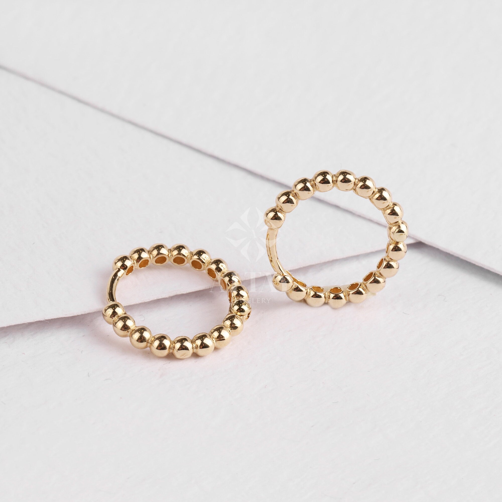 14K Gold Beaded Huggie Hoops, Tiny Bead Huggie Hoops, Bold Statement Earrings, Dainty Gold Ball Hoops, Minimalist Helix Piercing Hoops