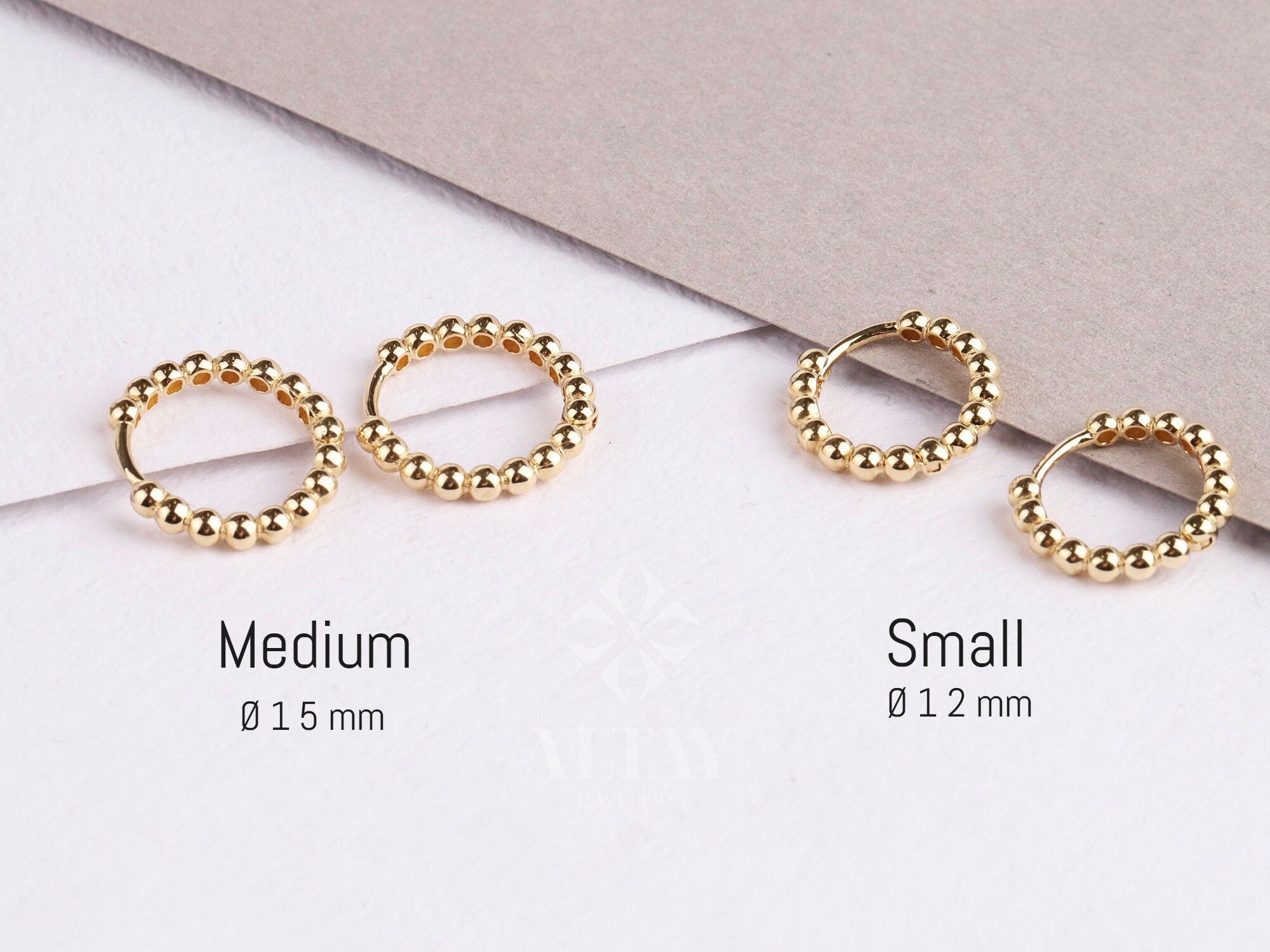 14K Gold Beaded Huggie Hoops, Tiny Bead Huggie Hoops, Bold Statement Earrings, Dainty Gold Ball Hoops, Minimalist Helix Piercing Hoops