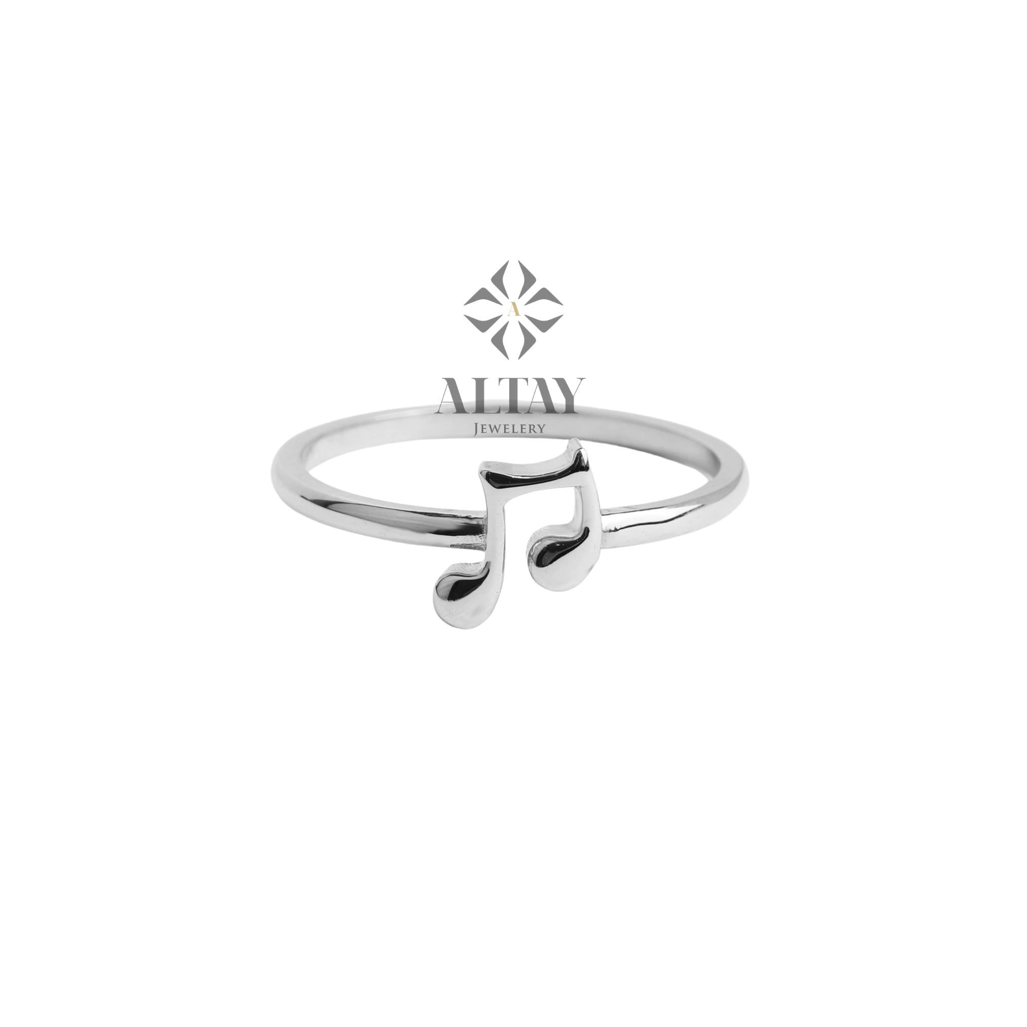 14K Gold Music Note Ring, Musicians Gold Ring, Musical Note Band Ring, Quaver Note Ring, Music Lover Jewelry, Musical Sheet Ring