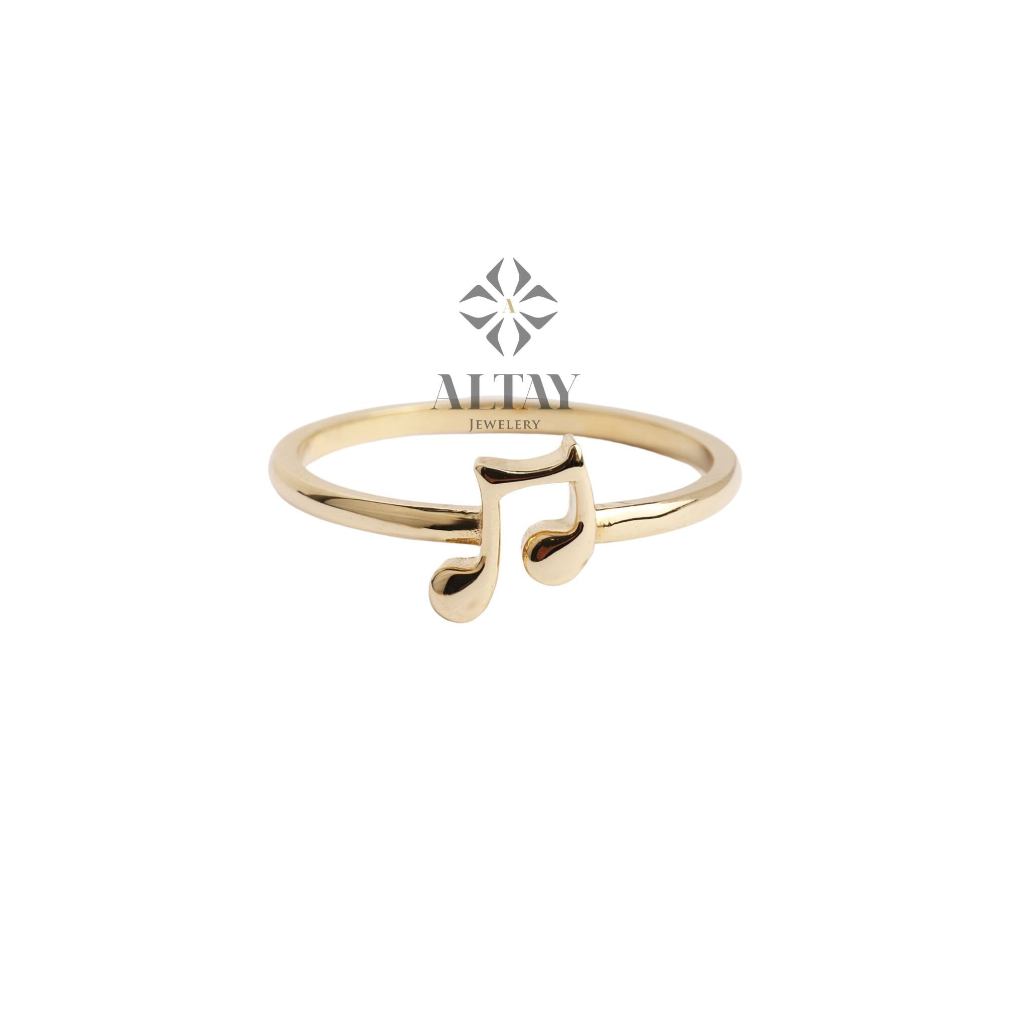 14K Gold Music Note Ring, Musicians Gold Ring, Musical Note Band Ring, Quaver Note Ring, Music Lover Jewelry, Musical Sheet Ring