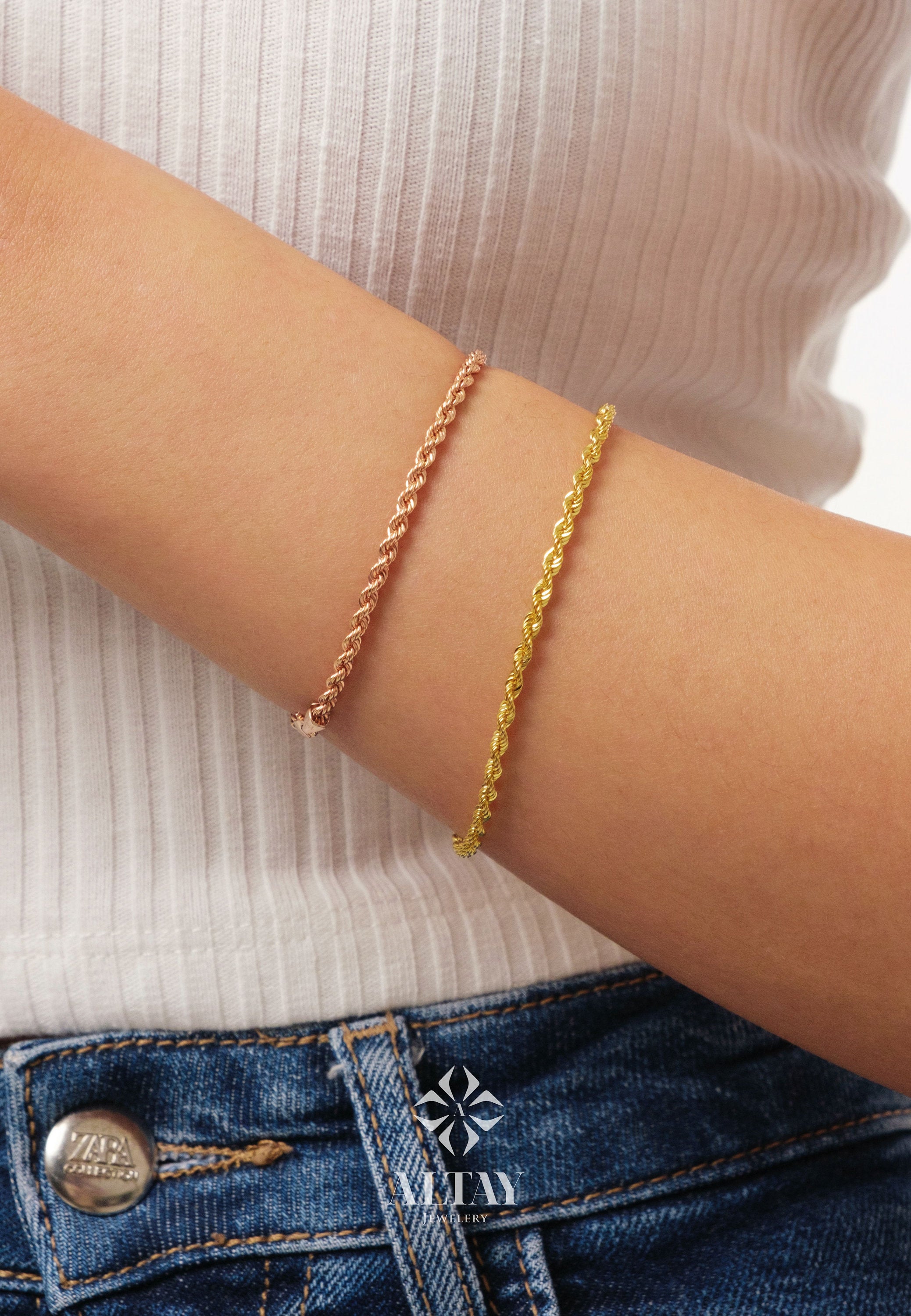 14K Gold Rope Chain Bracelet, Twisted Rope Chain Bracelet, Gold Rope Bracelet, Gold Chain Bracelet, Dainty Gold Women Men Rope Bracelet