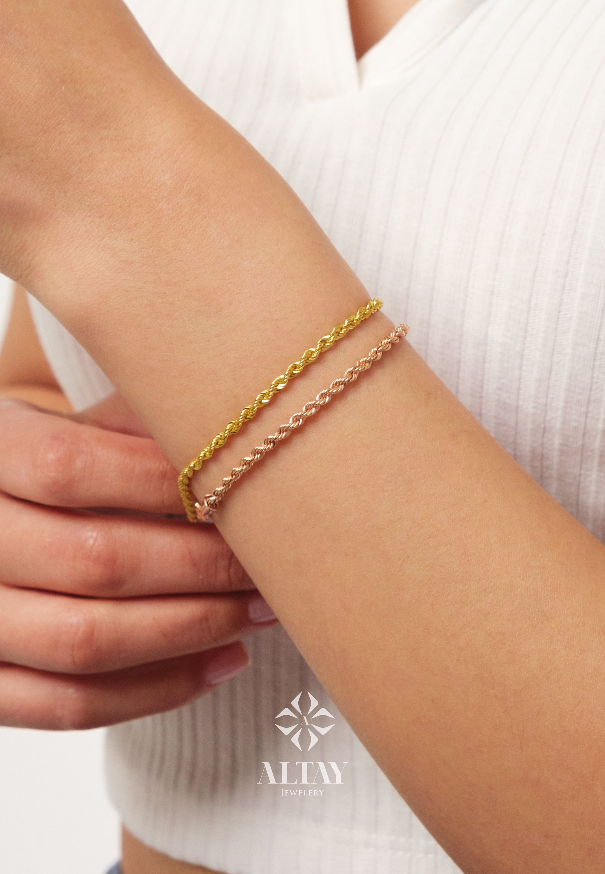 14K Gold Rope Chain Bracelet, Twisted Rope Chain Bracelet, Gold Rope Bracelet, Gold Chain Bracelet, Dainty Gold Women Men Rope Bracelet