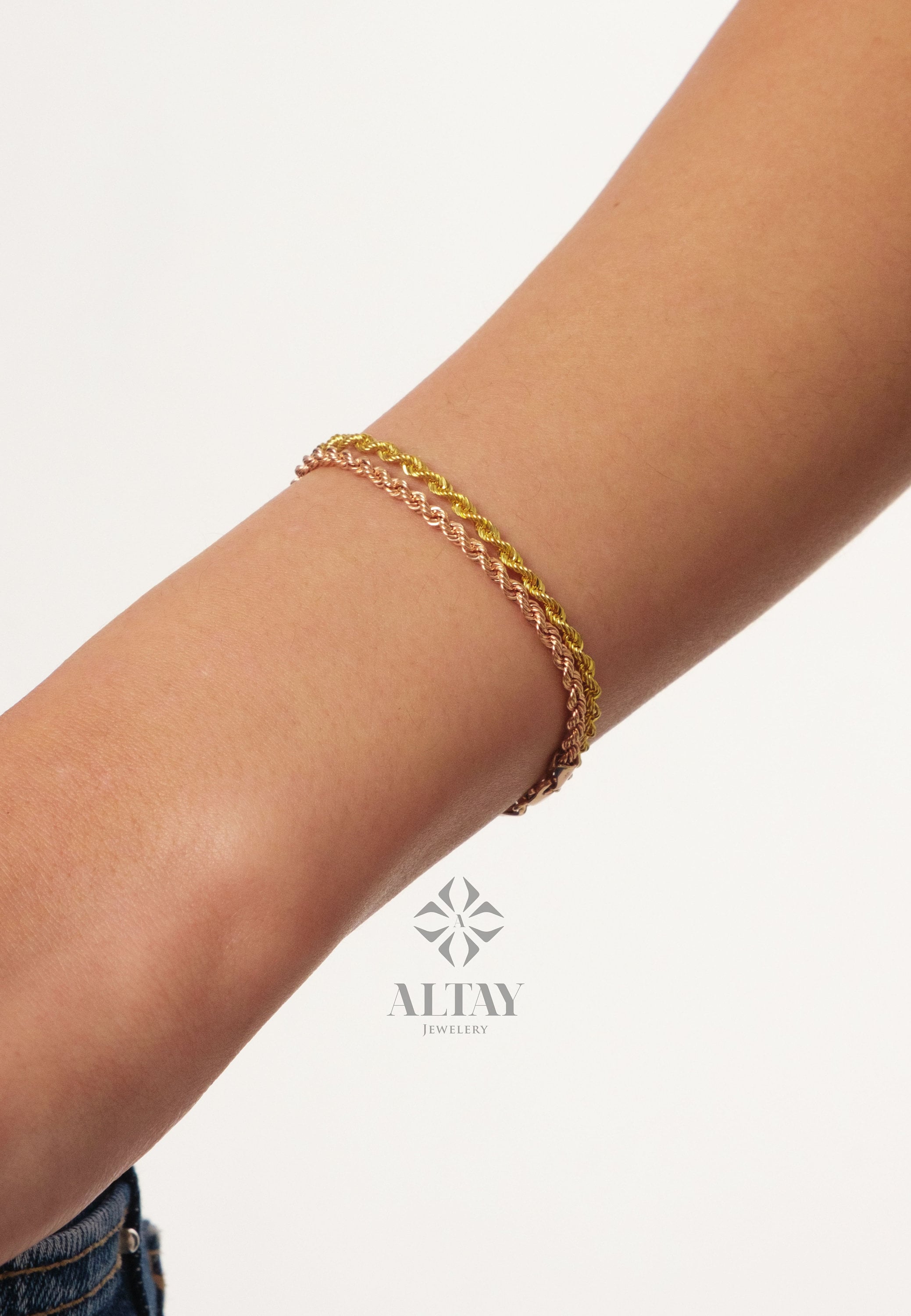 14K Gold Rope Chain Bracelet, Twisted Rope Chain Bracelet, Gold Rope Bracelet, Gold Chain Bracelet, Dainty Gold Women Men Rope Bracelet