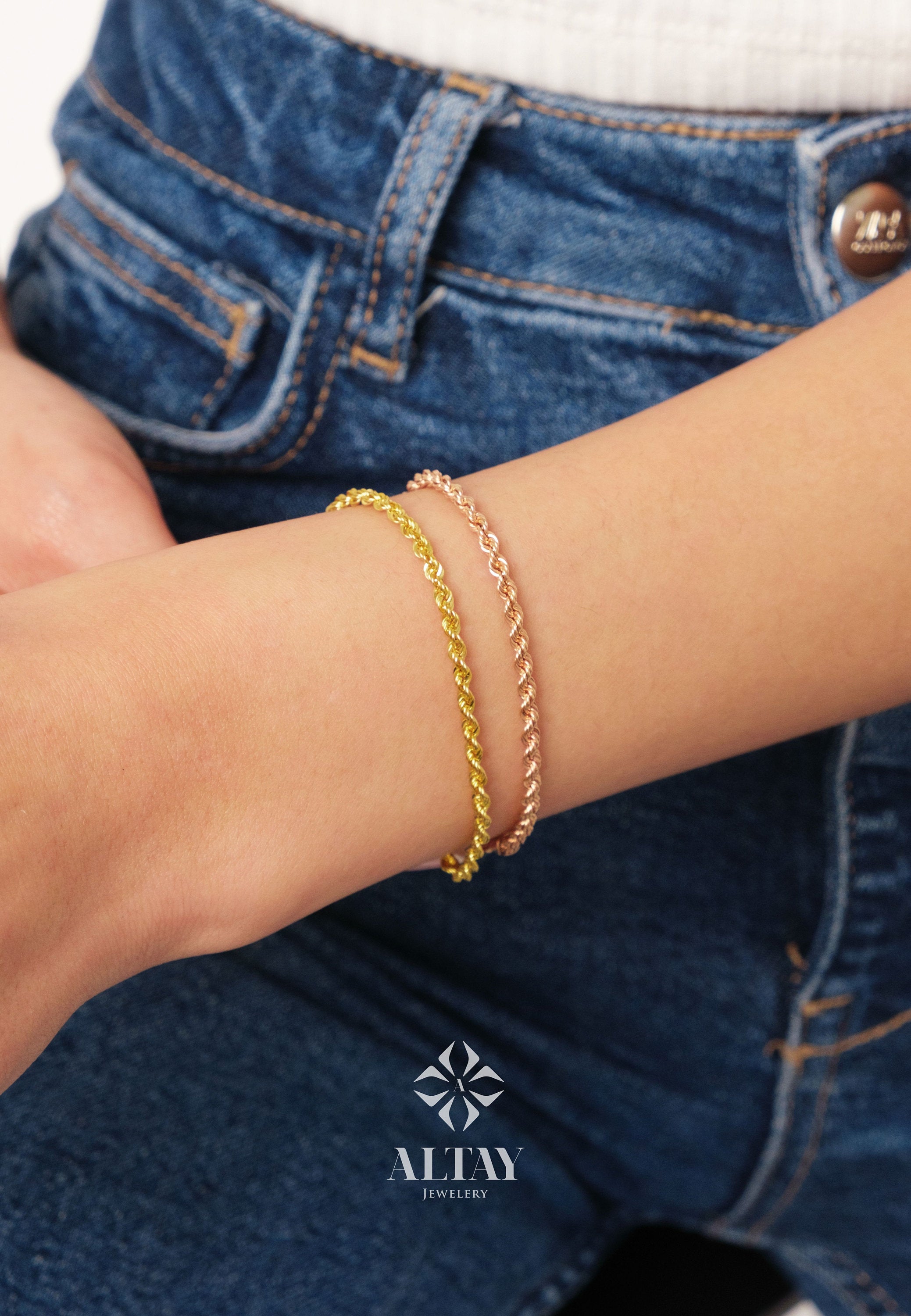 14K Gold Rope Chain Bracelet, Twisted Rope Chain Bracelet, Gold Rope Bracelet, Gold Chain Bracelet, Dainty Gold Women Men Rope Bracelet