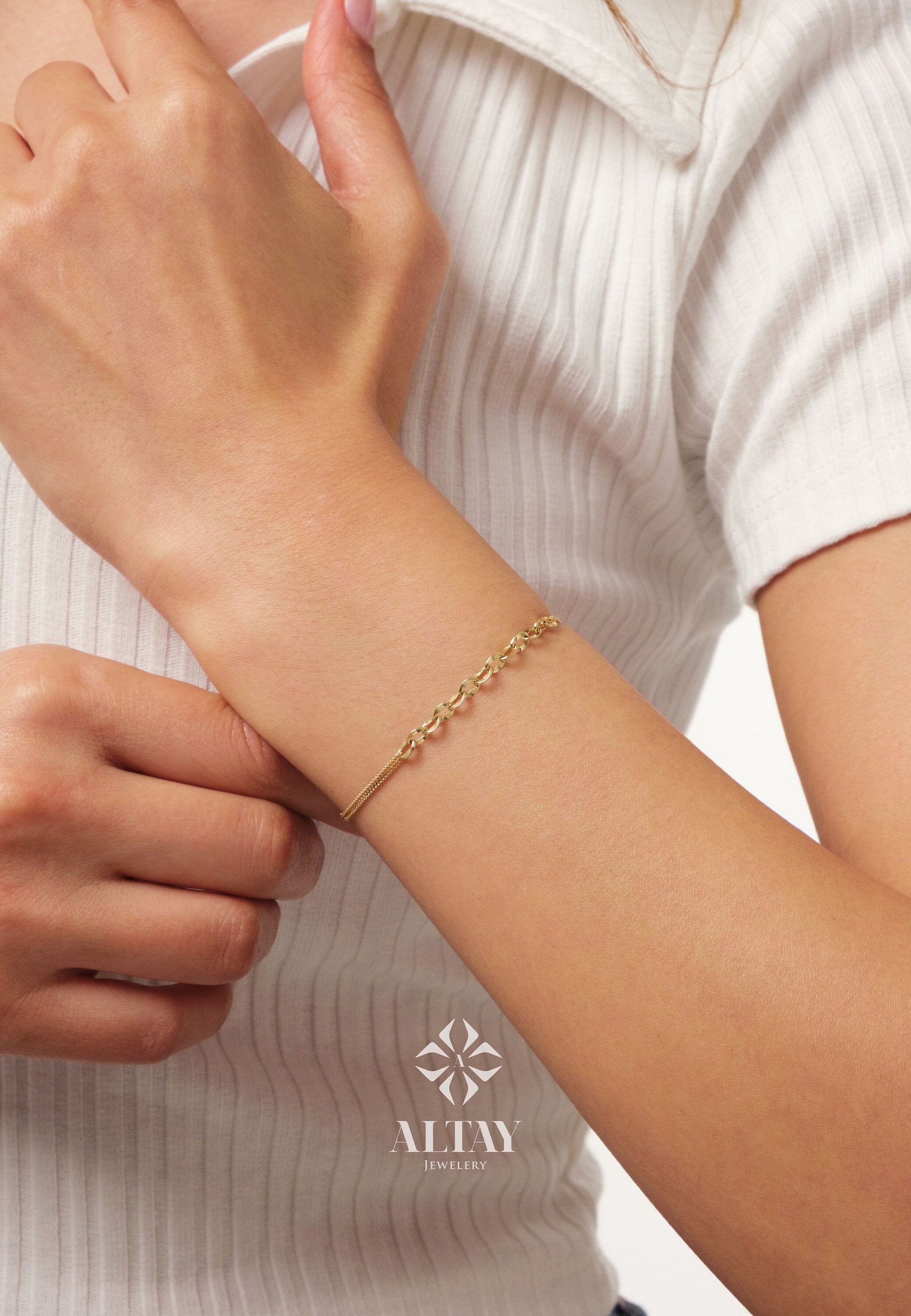 14K Gold Oval Chain Bracelet, 1.1mm Cuban Chain Bracelet, Sparkle Chain Bracelet, Half Paperclip Bracelet, Minimalist Stacking Bracelet