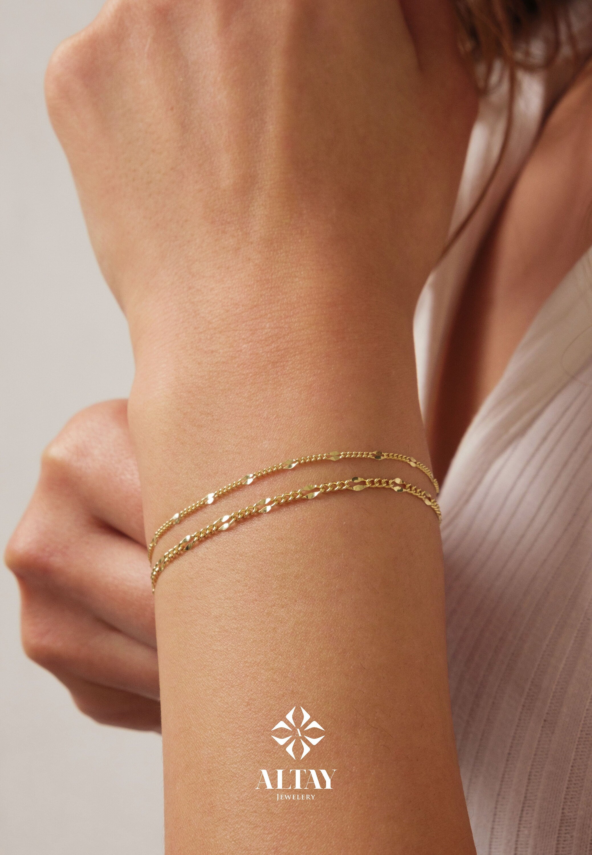 14K Gold Cuban Sequin Bracelet, 2mm Glitter Cuban Chain Bracelet, Sparkle Thin Lace Charms, Delicate Mirror Curb Coin Bracelet, Gift For Her