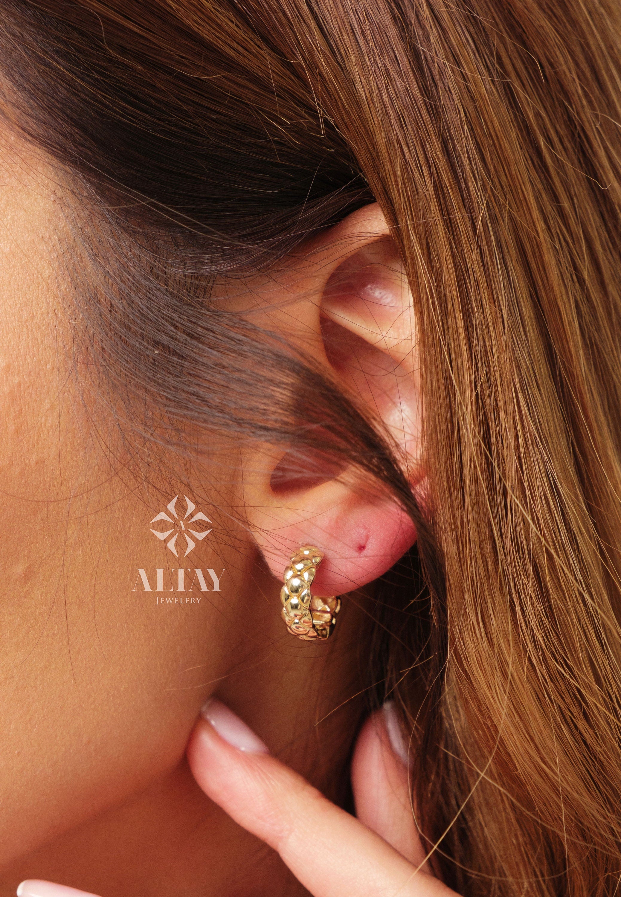14K Gold Popcorn Huggie Hoops, Bubble Earrings, Tiny Beaded Huggie Hoops, Gold Spheres Earrings, Fancy Gold Hoops, Dainty Gold Ball Hoops