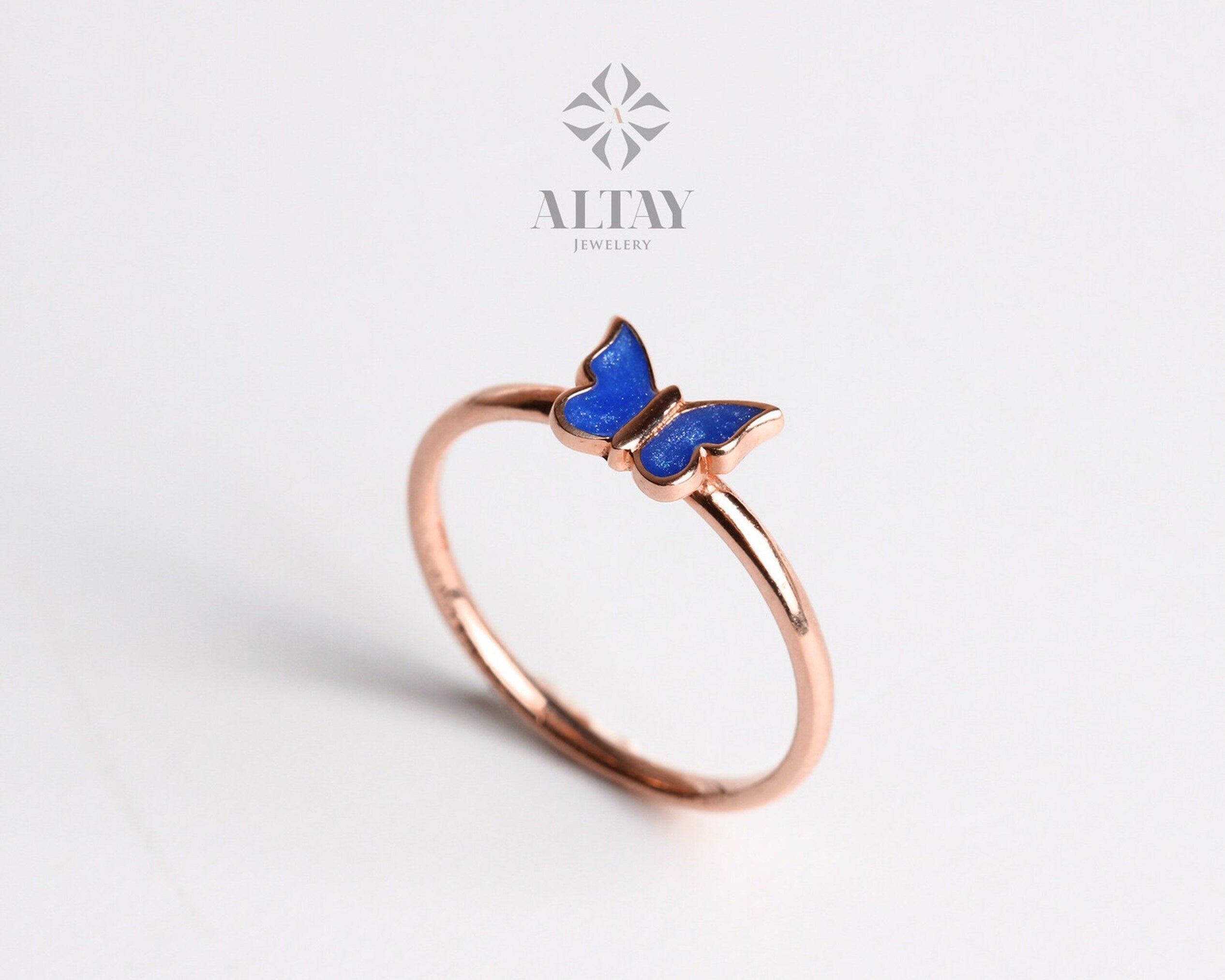 14K Gold Butterfly Ring, Dainty Gold Stacking Ring, Statement Valentine's Day Ring, Minimalist Everyday Fine Jewelry, Gift for Her