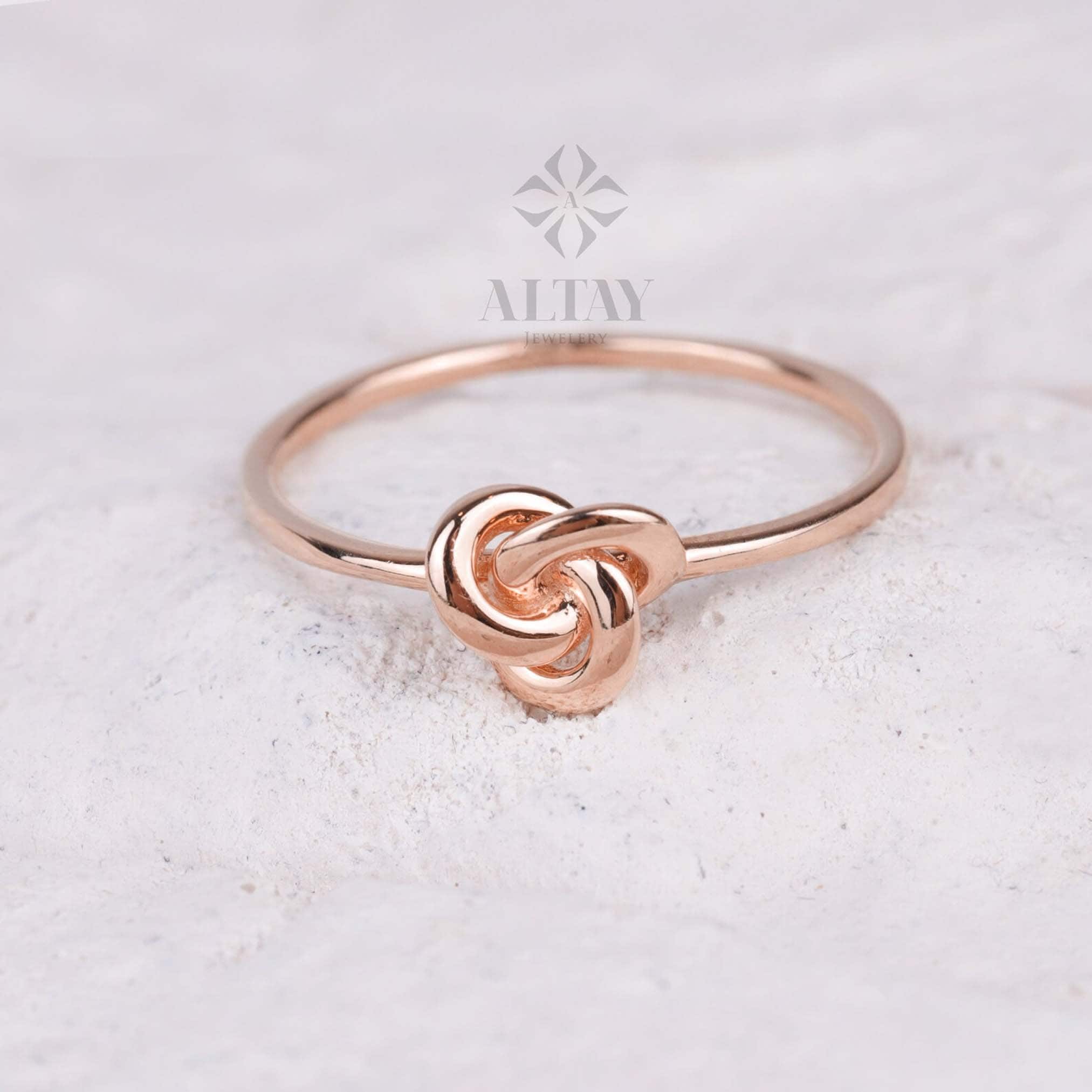 14K Gold Knot Ring, Dainty Love Knot Ring, Trinity Celtic Wedding Ring, Braided Marriage Ring, Irish Promise Ring, Unique Tie The Knot Ring