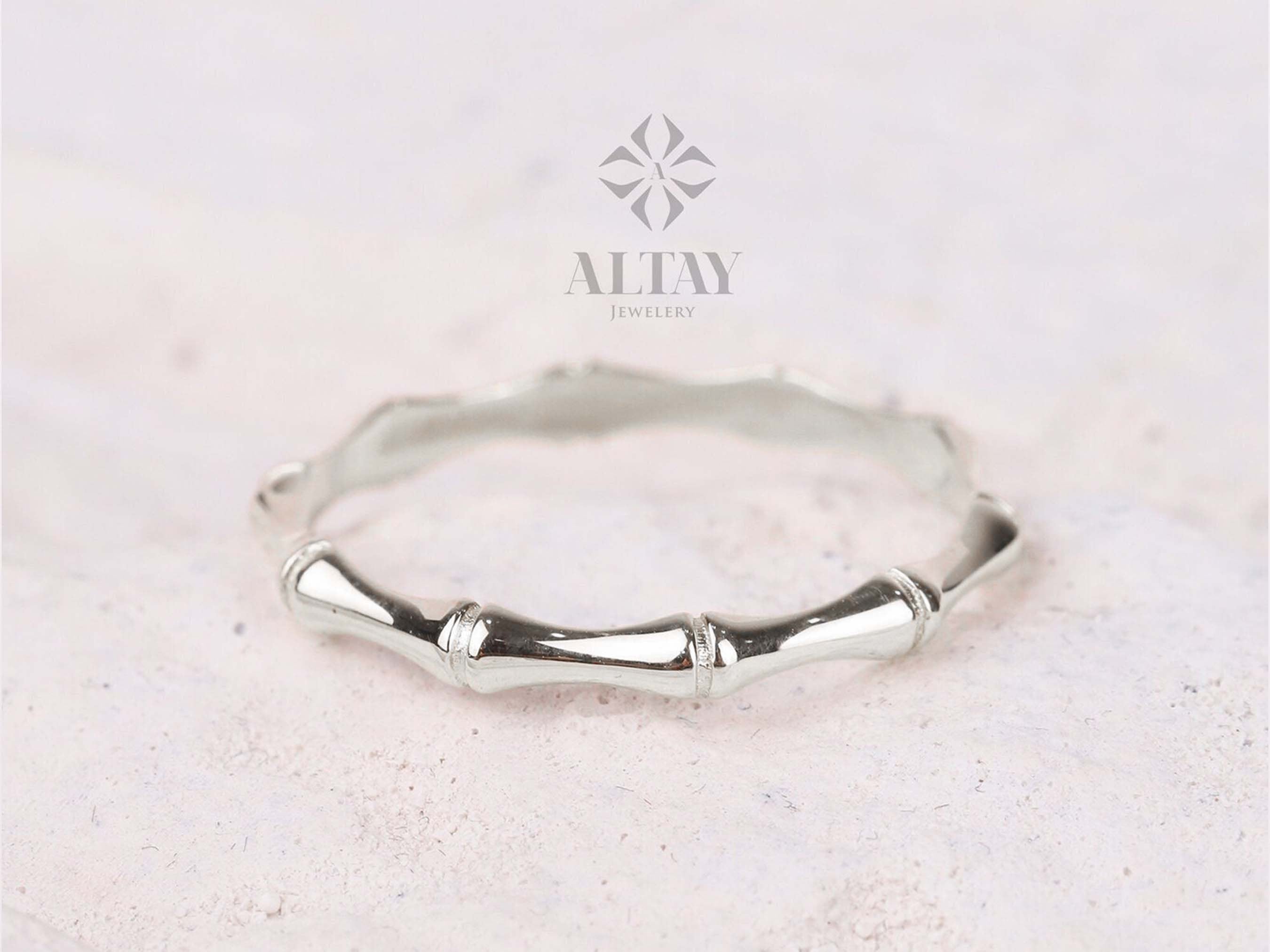 14K Gold Bamboo Ring, Minimalist Bone Ring, Thin Stacking Ring, Dainty Gold Women Ring, Stackable Gold Ring, Unisex Band Ring, Gift For Her