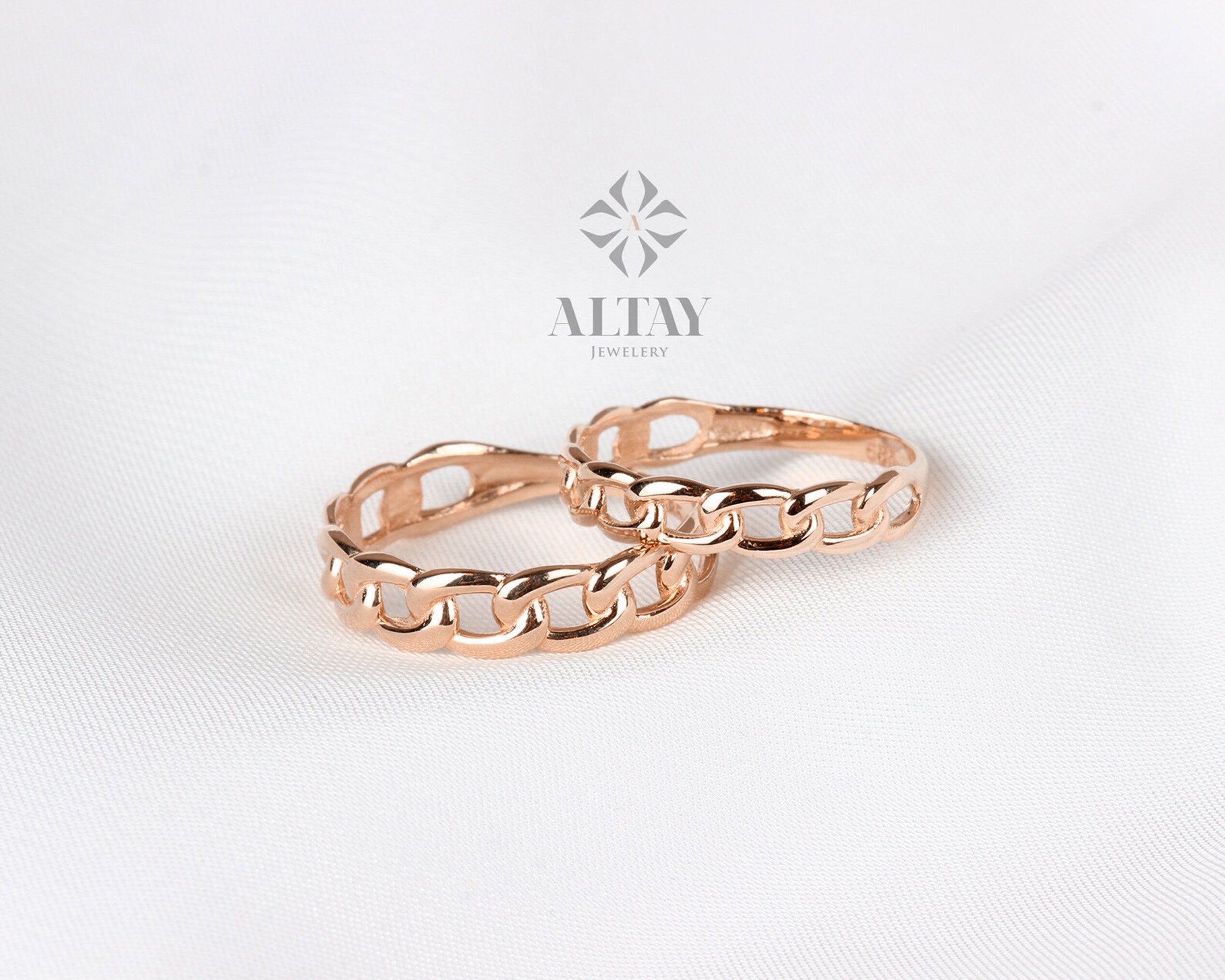 14K Gold Chain Ring, 3mm 4mm Oval Chain Band Ring, Dainty Stacking Ring, Chunky Chain Ring, Pointer Finger Gold Ring, Thick Chain Curb Ring