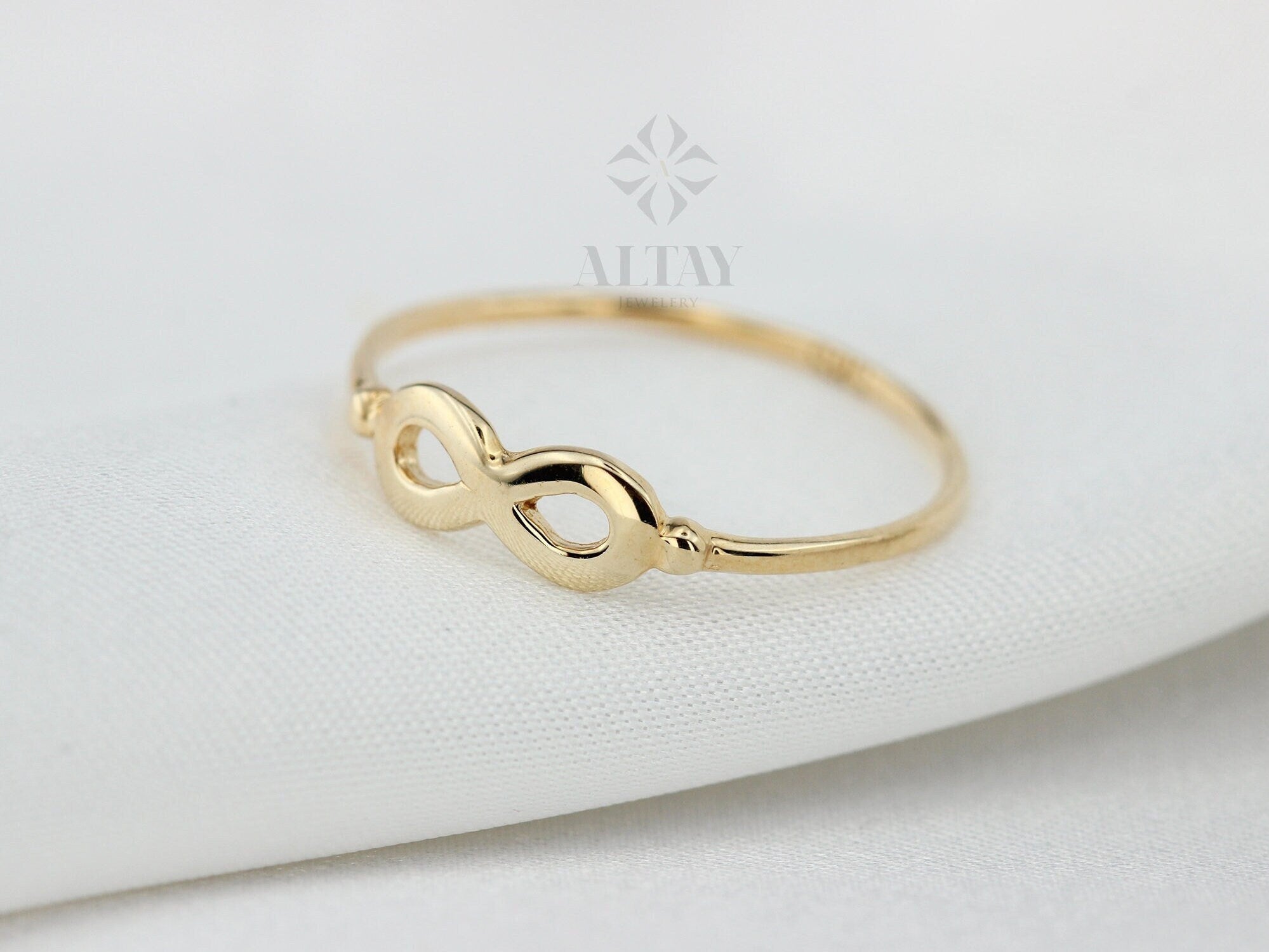 14K Gold Infinity Ring, Wedding Band Ring, Forever Ring, Delicate Love Ring, Stackable Eternity Ring, Dainty Gold Ring, Anniversary Gift