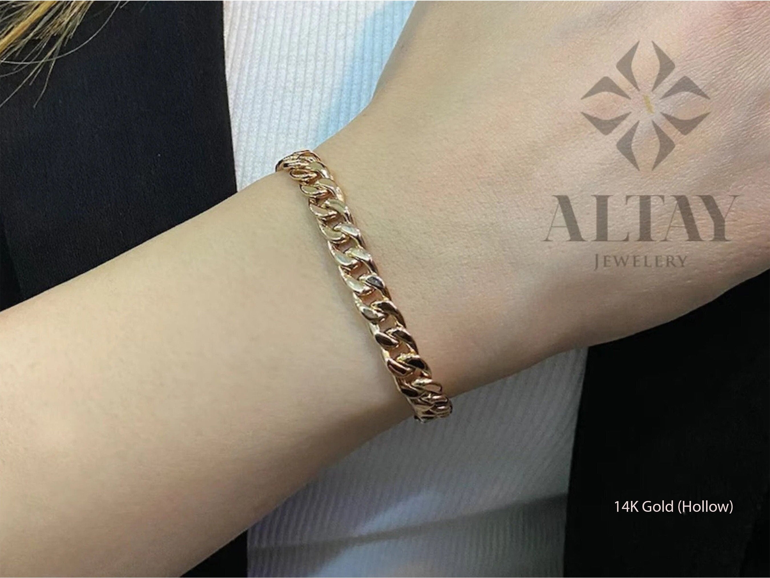 14K Gold 6MM Cuban Link Bracelet, Layering Chain, Curb Chunky Retro Chain, Bold Link, Gift For Her, Stacking Bracelet, Unisex Bracelet,