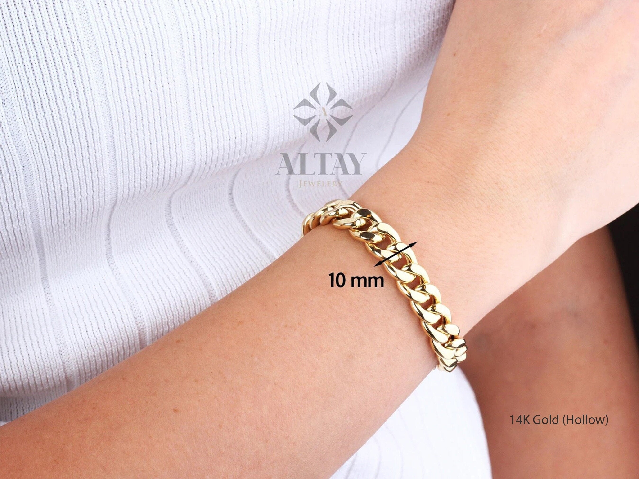 14K Gold 10MM Cuban Link Bracelet, Layering Chain, Chunky Retro Chain, Bold Link, Gift For Her, Stacking Bracelet, Unisex Bracelet