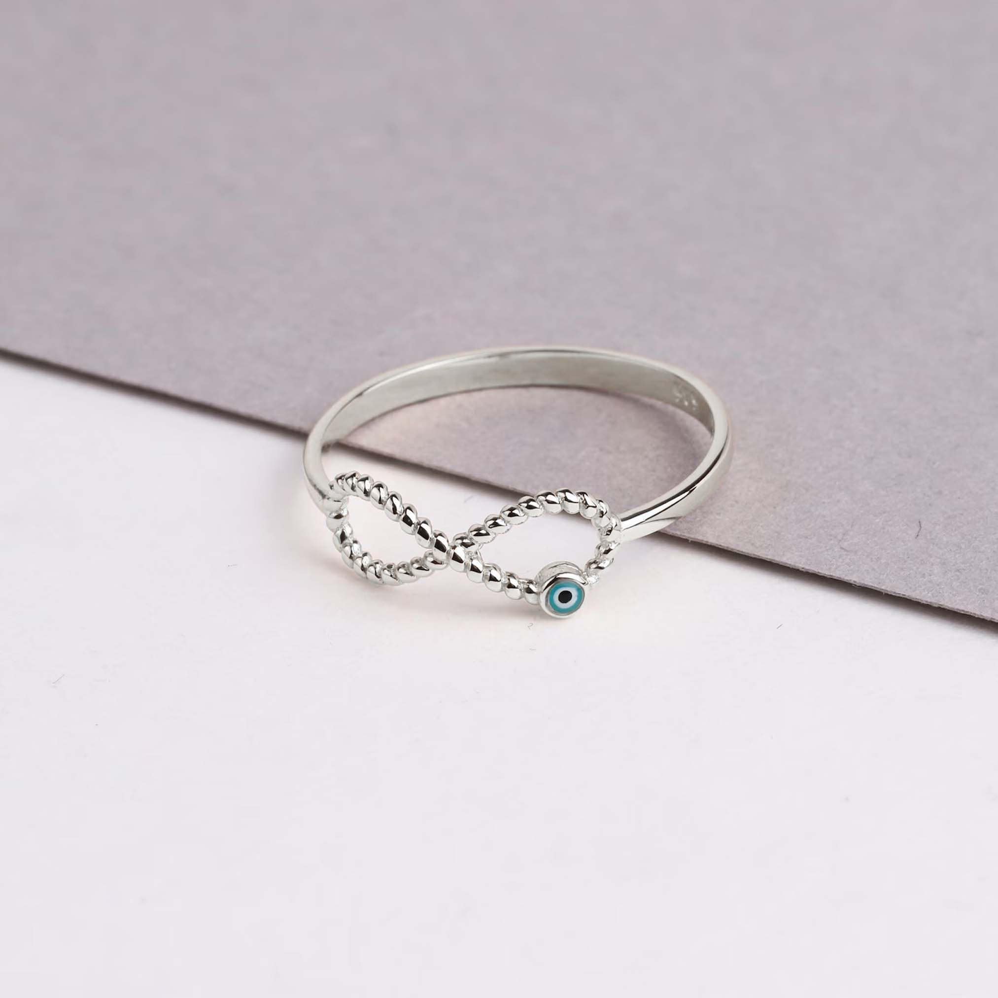 14K Gold Infinity Ring, Third Eye Ring, Minimalist Pinky Ring, Tiny Luck Symbol, Stackable Protection Ring, Evil Eye Ring, Religious Jewelry