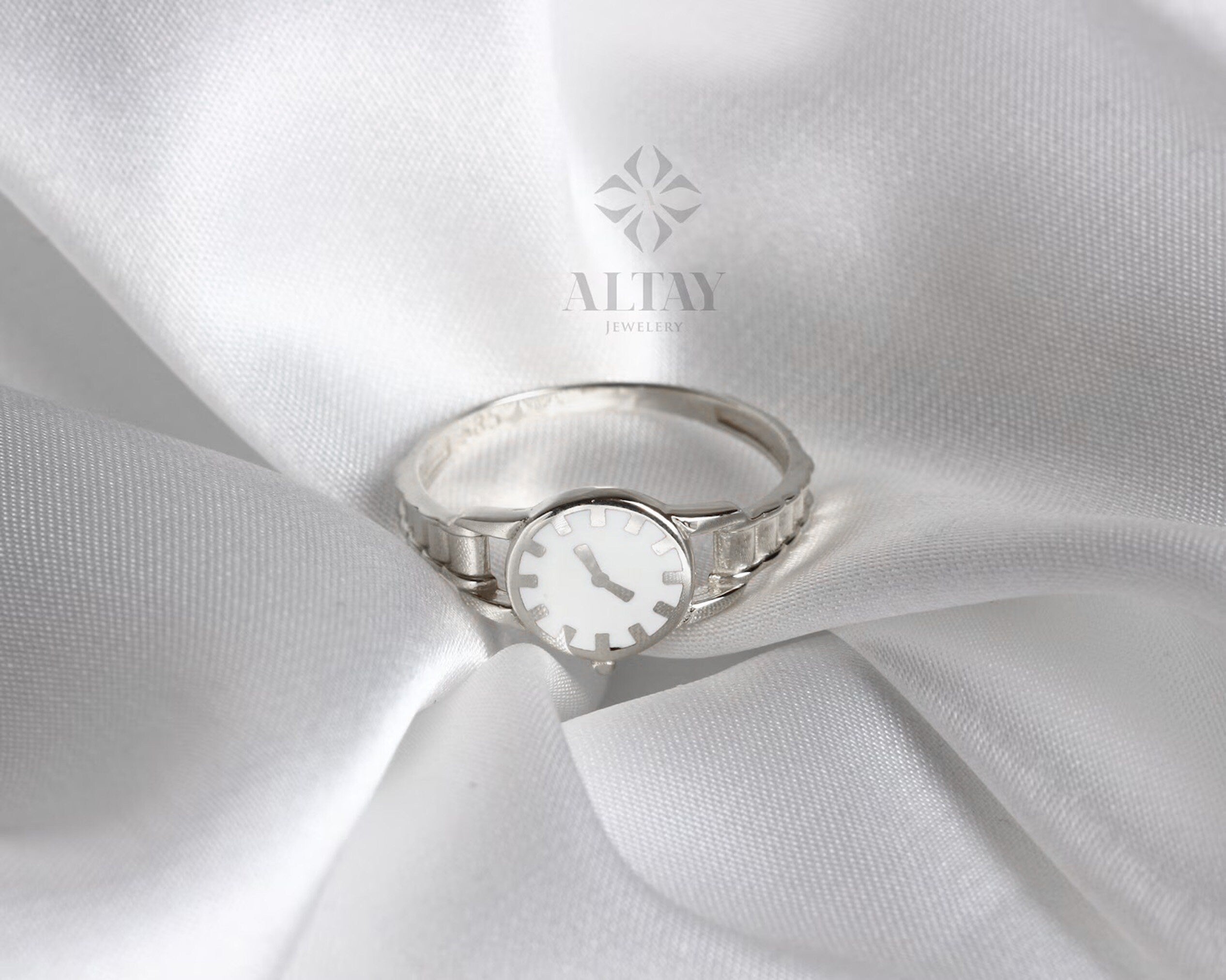 14K Gold Watch Ring, Round Clock Ring, Dainty Ring, Personalized Ring, Minimalist Ring, Boho Jewelry, Stackable Rings, Valentine's Day Gift
