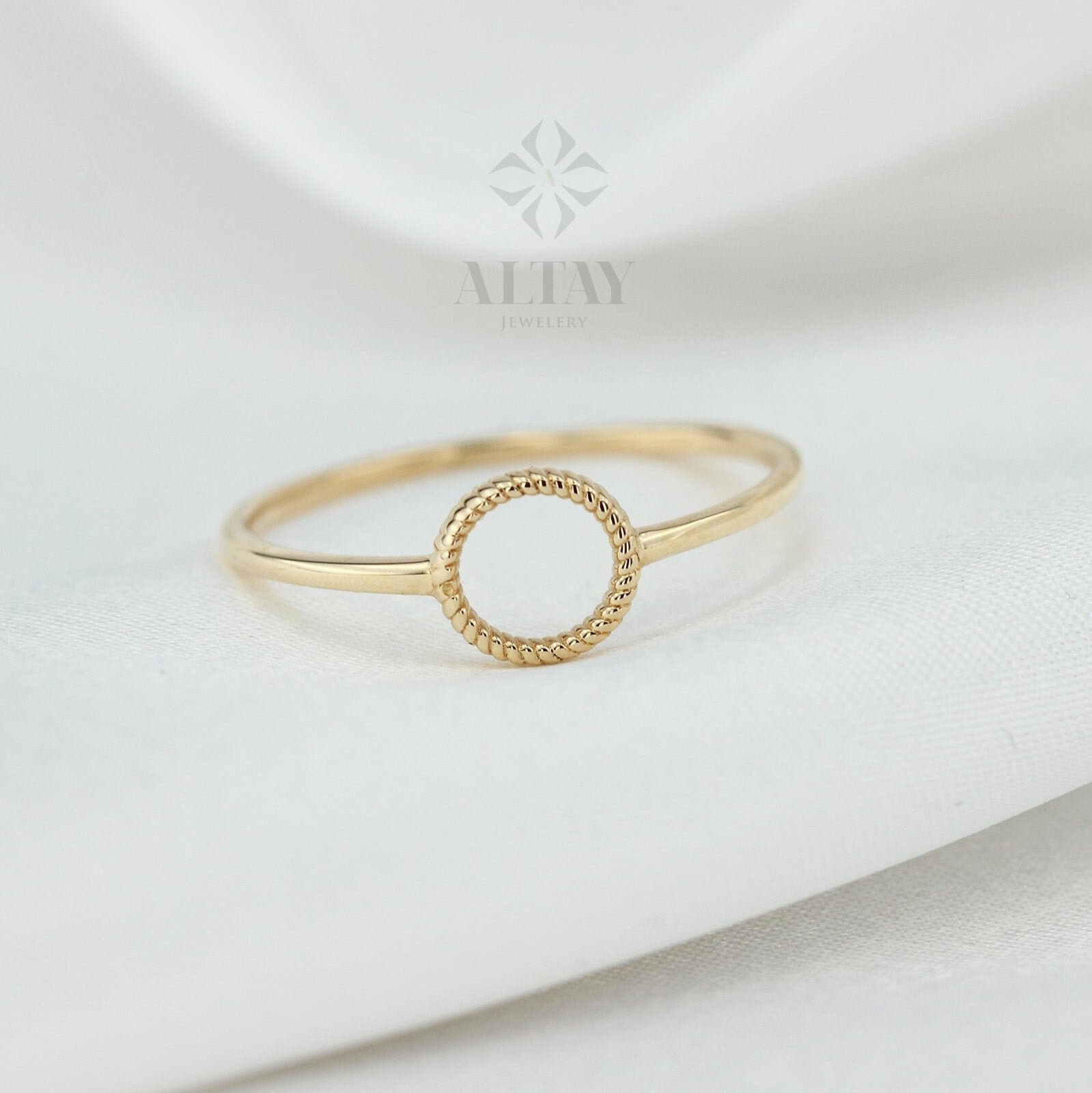 14K Gold Round Ring, Tiny Open Circle Ring, Minimalist Pointer Ring, Unity Gold Ring, Simple O Gold Ring, Personalized Pinky Gold Ring