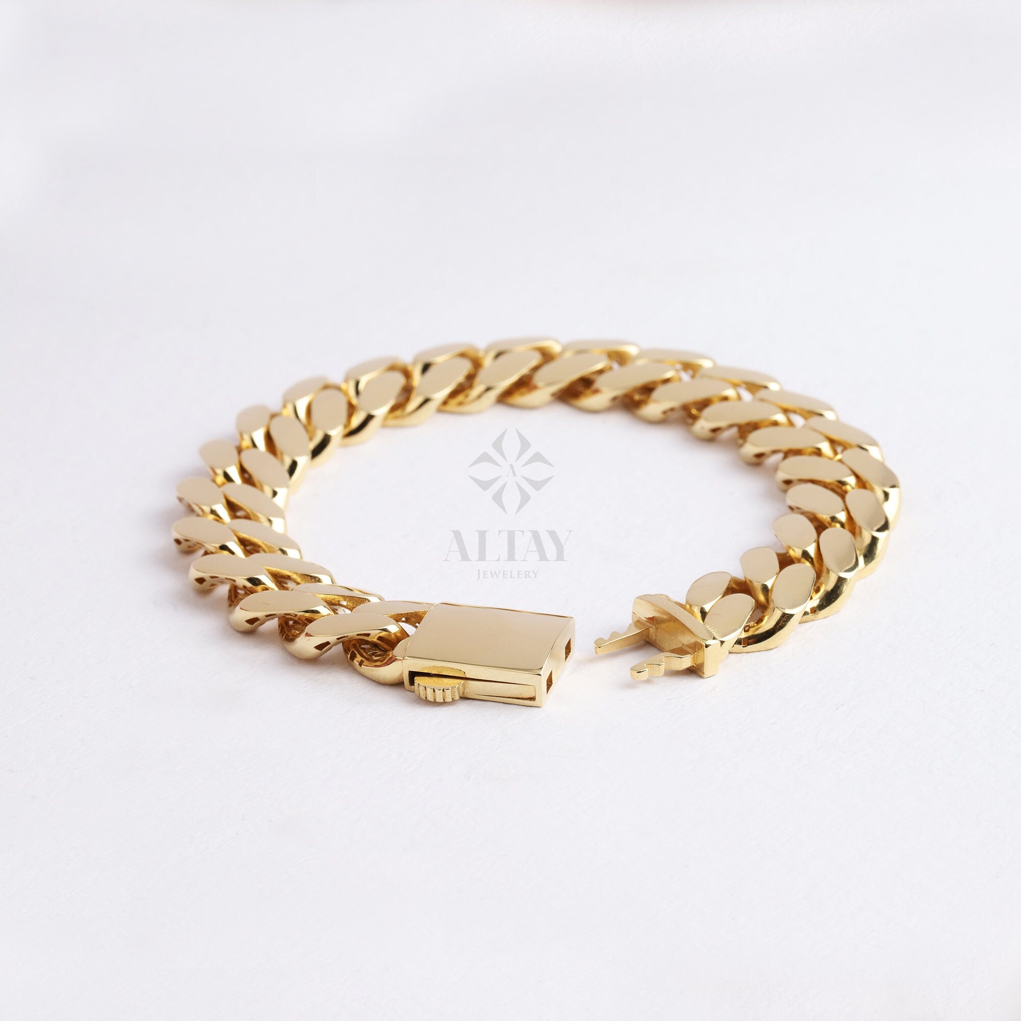 18K Gold Cuban Link Bracelet, 13MM Layering Curb Chain, Miami Cuban Bold Link, Men Women Stacking Bracelet, Chunky Gold Chain