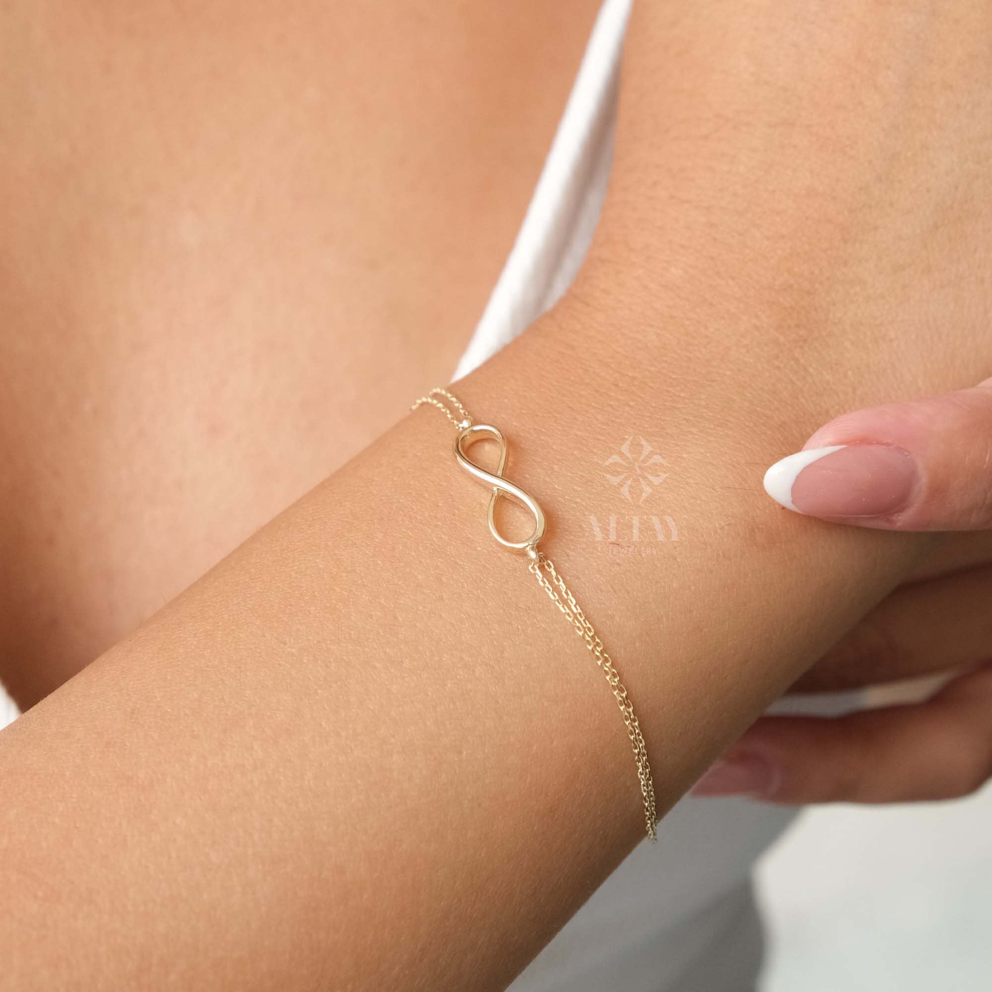 14K Gold Infinity Bracelet, Eternity Charm Bracelet, Minimalist Dainty Endlessness Charm, Wife Jewelry Gift, Delicate Bridesmaid Gift