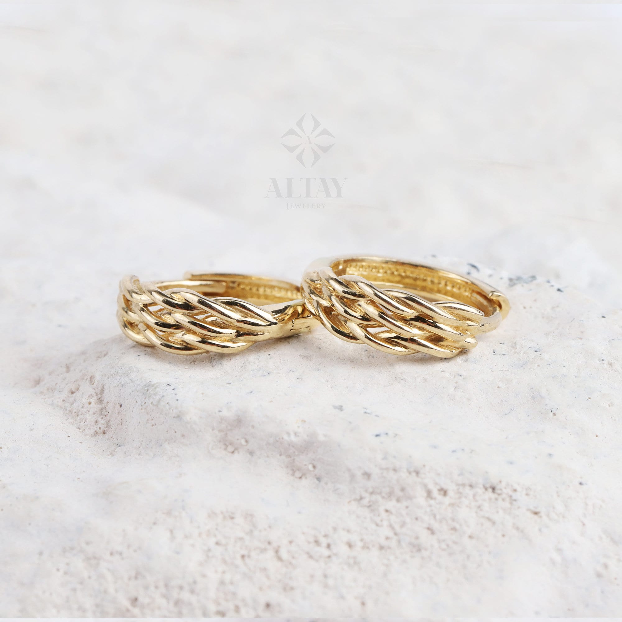 14K Gold Leaf Hoop Earrings, Small Leaf Huggies, Braided Huggie Earrings, Gold Tiny Hoop Earrings, Huggies Hoop, Dainty Hoop Earrings