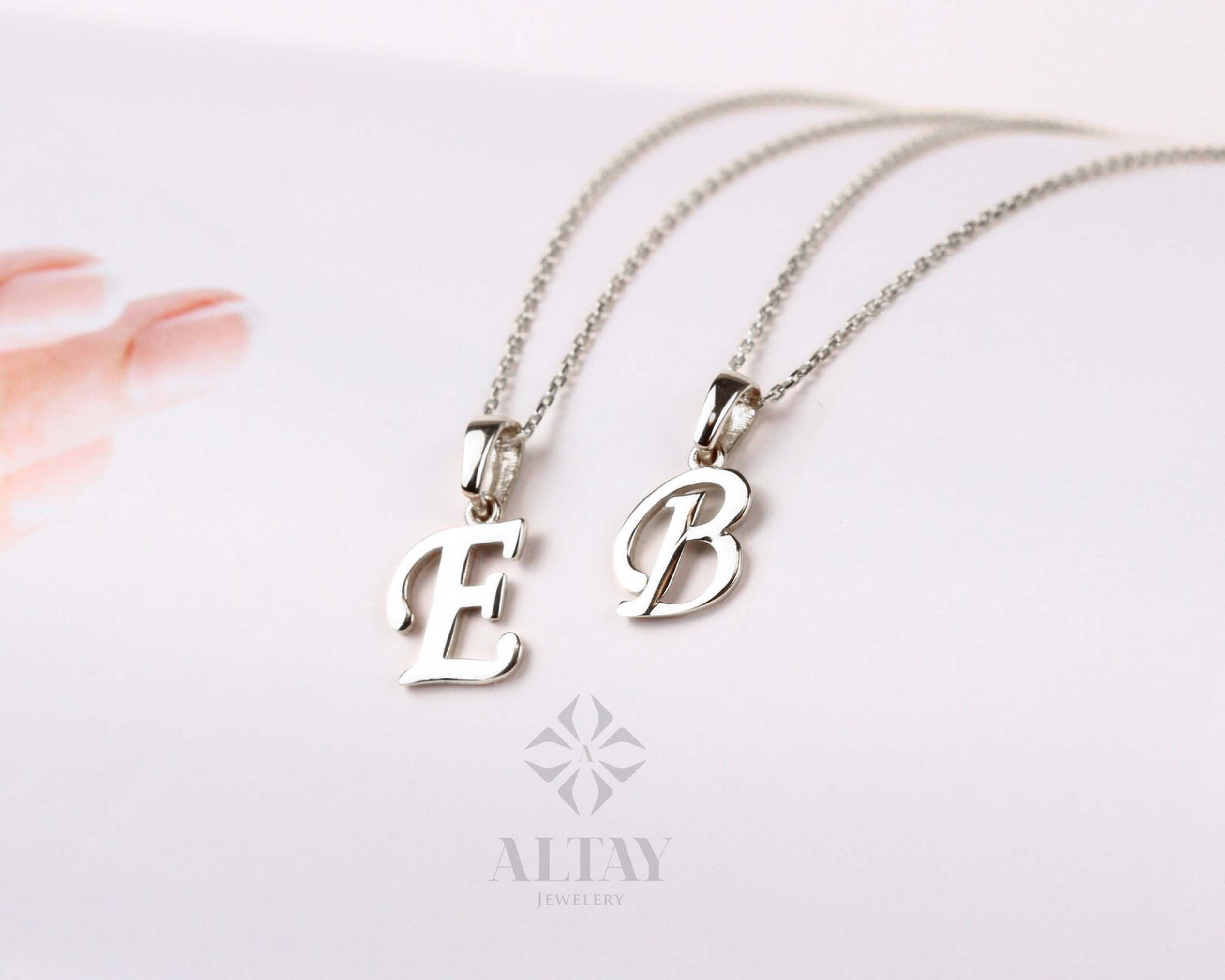14K Gold Cursive Initial Necklace, Initial Charm Letter Necklace, Personalized Initial Necklace, Alphabet Script Necklace, Christmas Gift