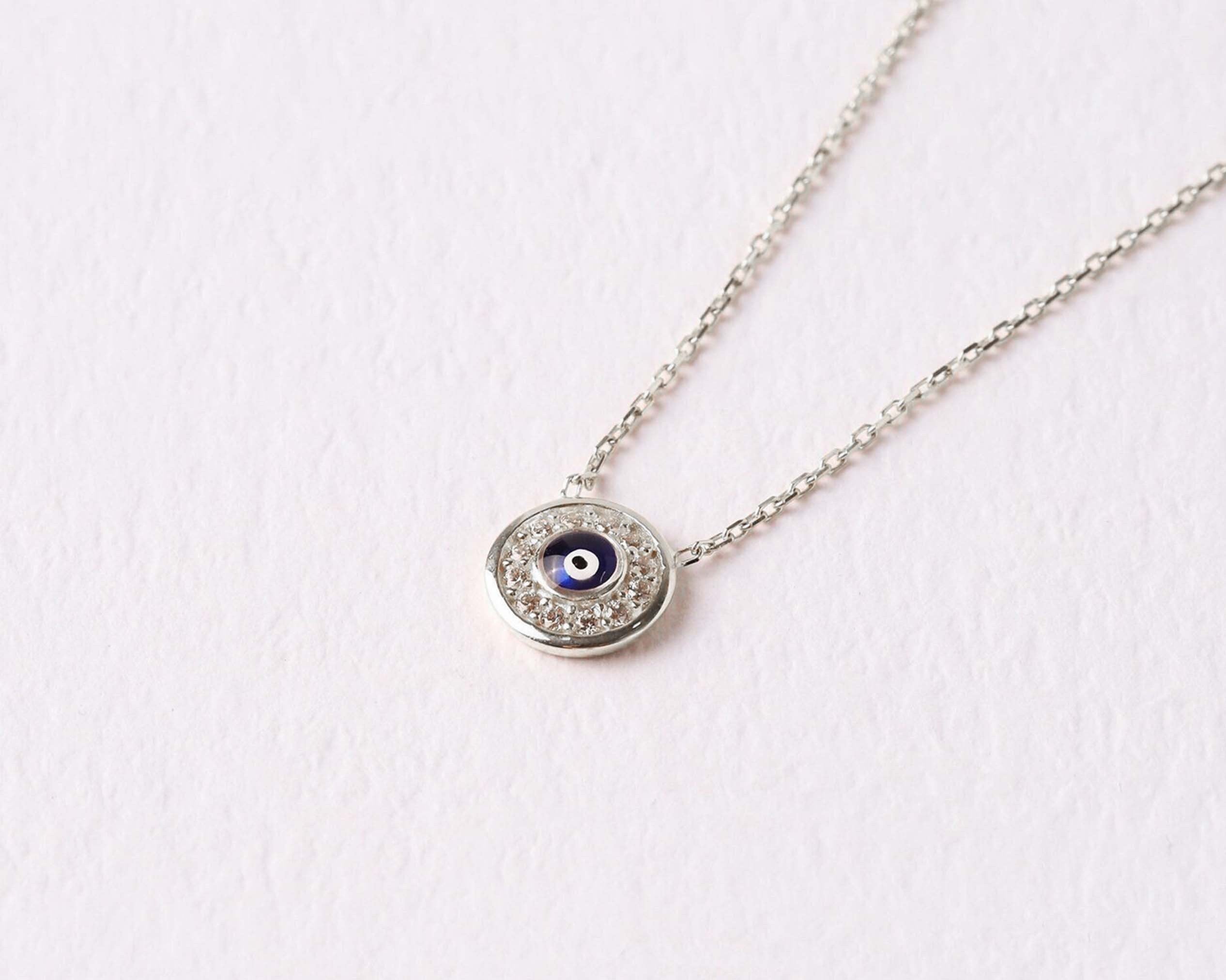 14K Gold Evil Eye Necklace, Coin Third Eye Necklace, Medallion Eye Necklace, Turquoise Stone Charm, Protection Layering Charm Necklace
