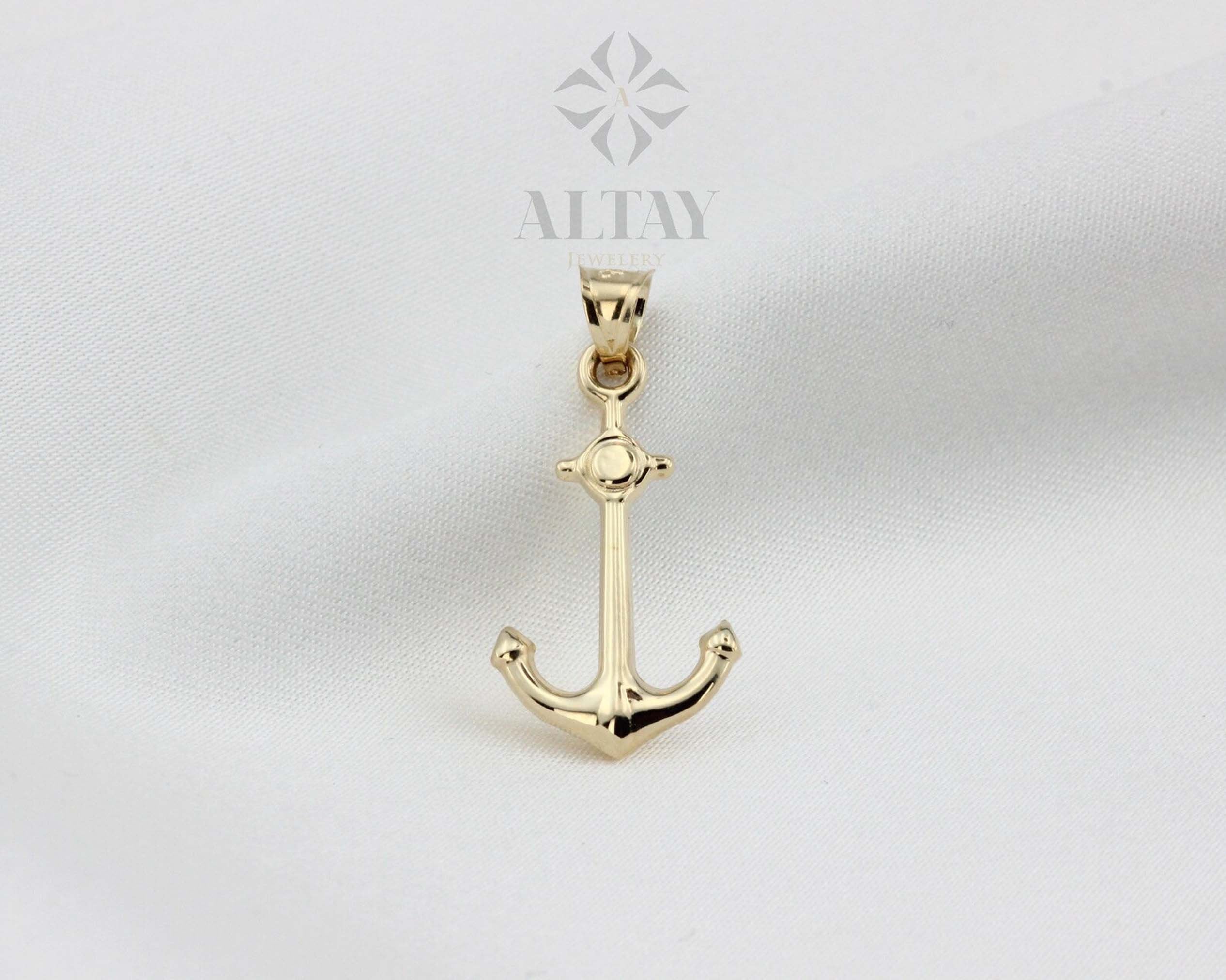 14K Gold Anchor Pendant Necklace, Small Anchor Charm Pendant, Nautical Jewelry, Sea Lover Gift, Captain Necklace, Christmas