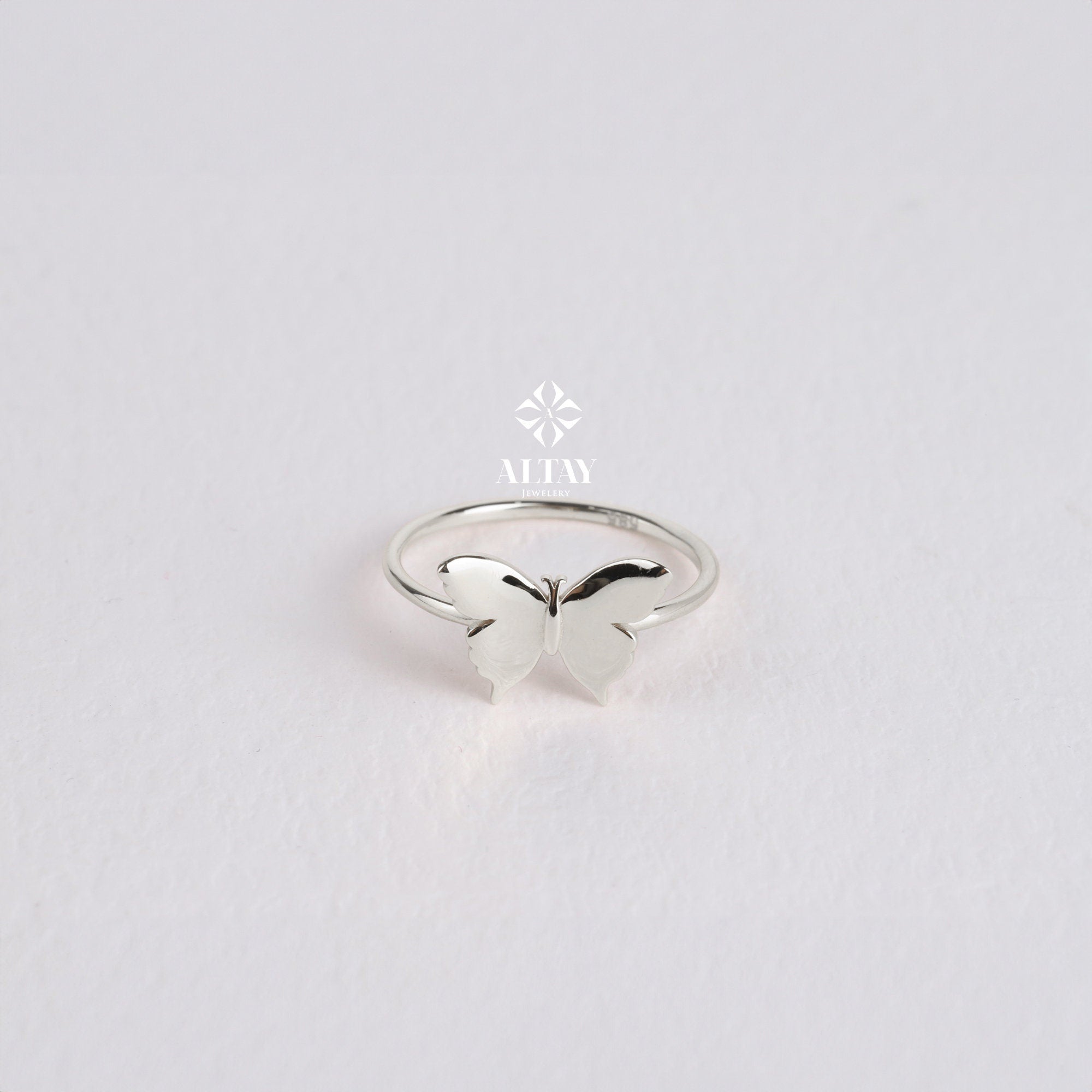 14K Gold Butterfly Ring, Tiny Princess Ring, Delicate Stacking Ring, Good Luck Gift, Animal Jewelry, Birthday For Mom, Valentines Day