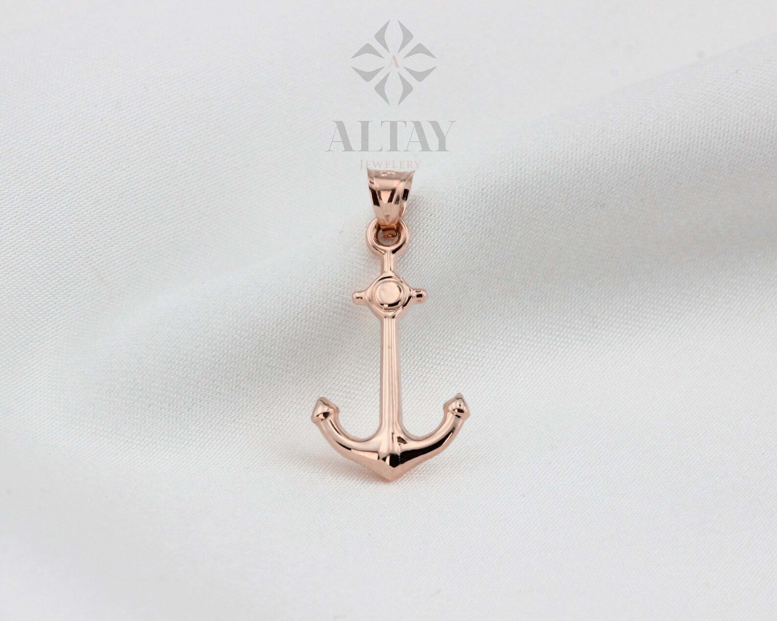 14K Gold Anchor Pendant Necklace, Small Anchor Charm Pendant, Nautical Jewelry, Sea Lover Gift, Captain Necklace, Christmas