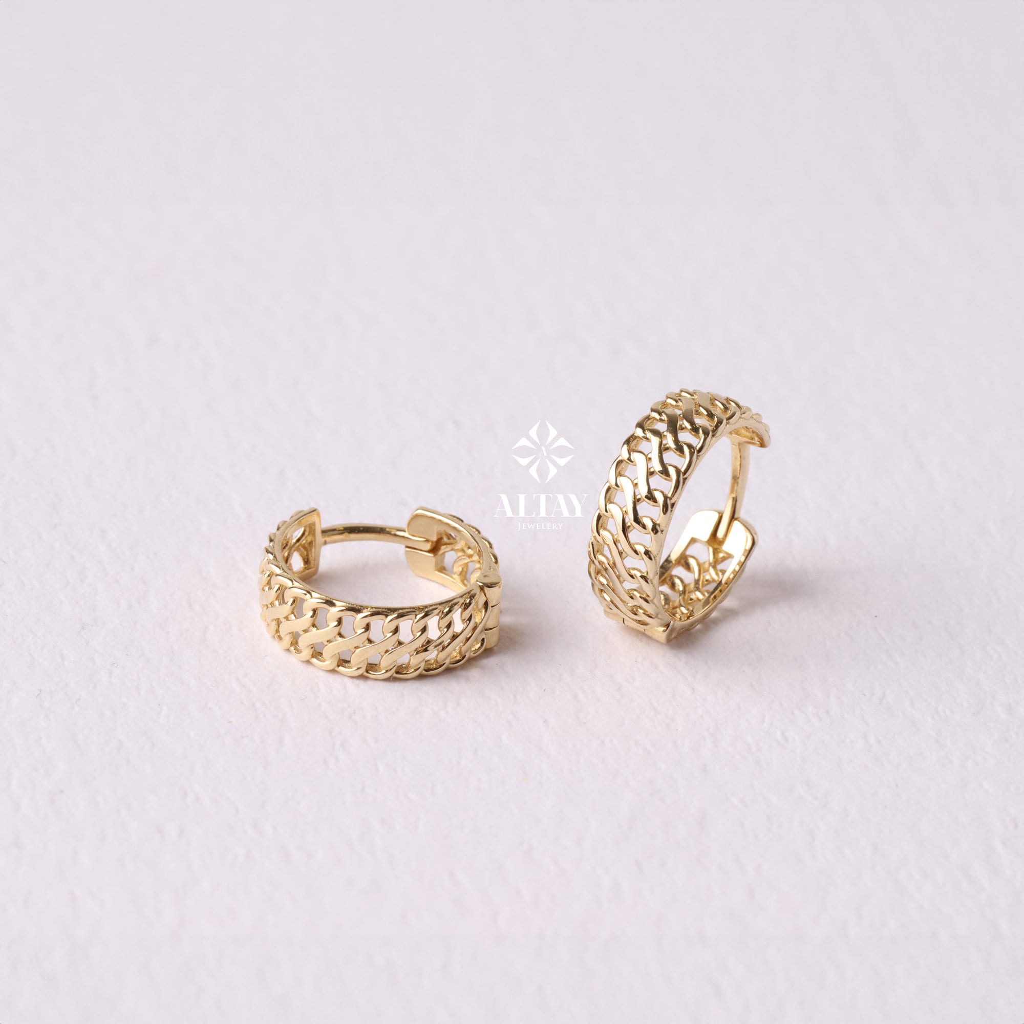 14K Gold Vienna Hoop Earrings, Vienna Hoop Earrings, Small Hoop Earrings, Huggie Hoop, Armoured Chain Hoop, Chunky Gold Hoop, Gift For Her