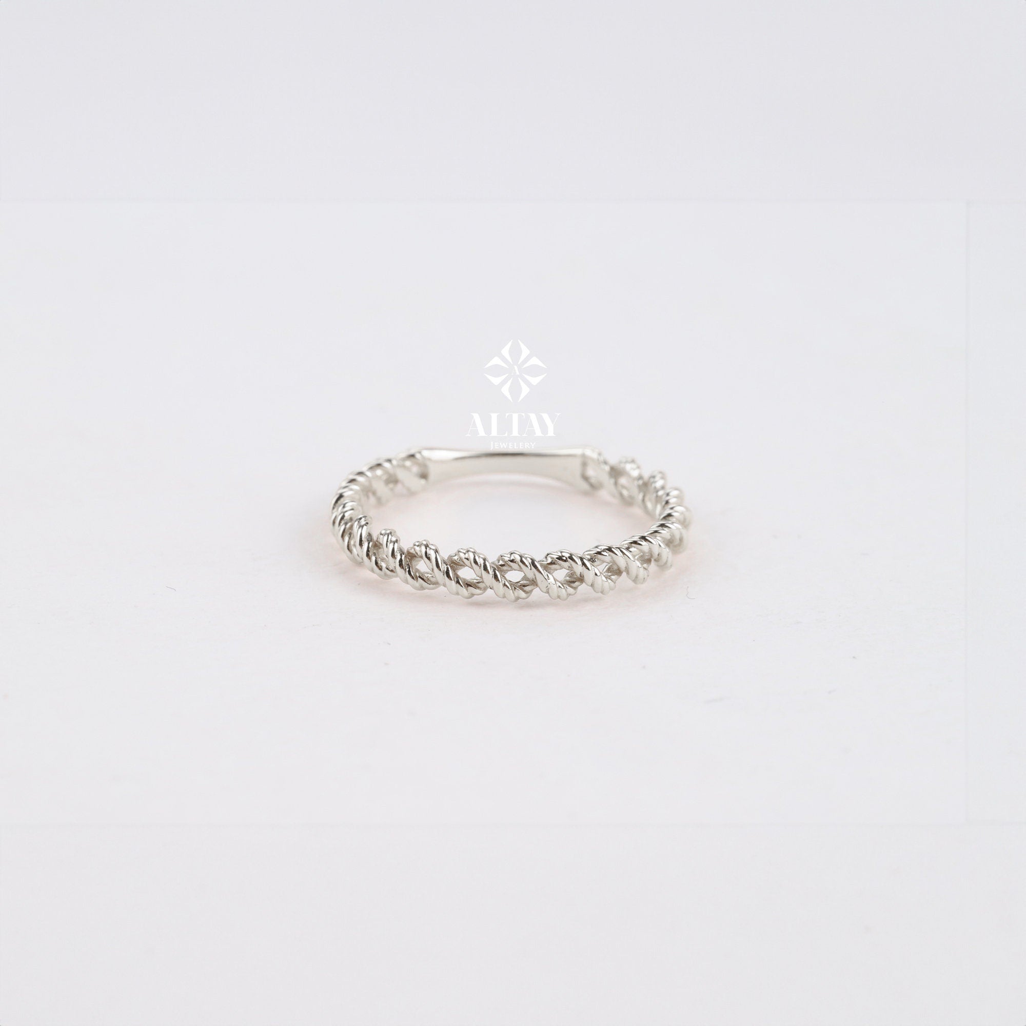 14K Gold Twisted Rope Ring, Braided Gold Band, Twisted Wedding Band Ring, Dainty Rope Stacking Ring, Minimalist Pointer Finger Ring