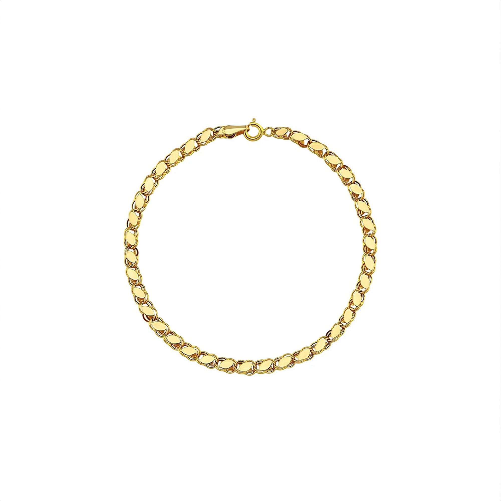 14K Gold Mirror Chain Bracelet, 3mm Sequin Solid Bracelet, Elegant Anklet Unisex Chain, Sparkle Fashion Delicate, Stacking, Gift For Her Him