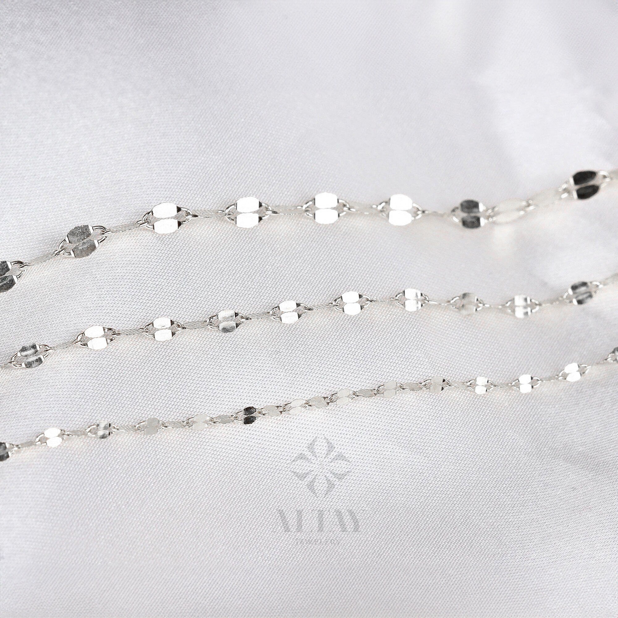 14K Solid Gold Sequin Bracelet, 2mm 3mm 4mm Thin Gold Bracelet, Dainty Chain Bracelet, Delicate Minimalist Handmade Bracelet, Gift For Her